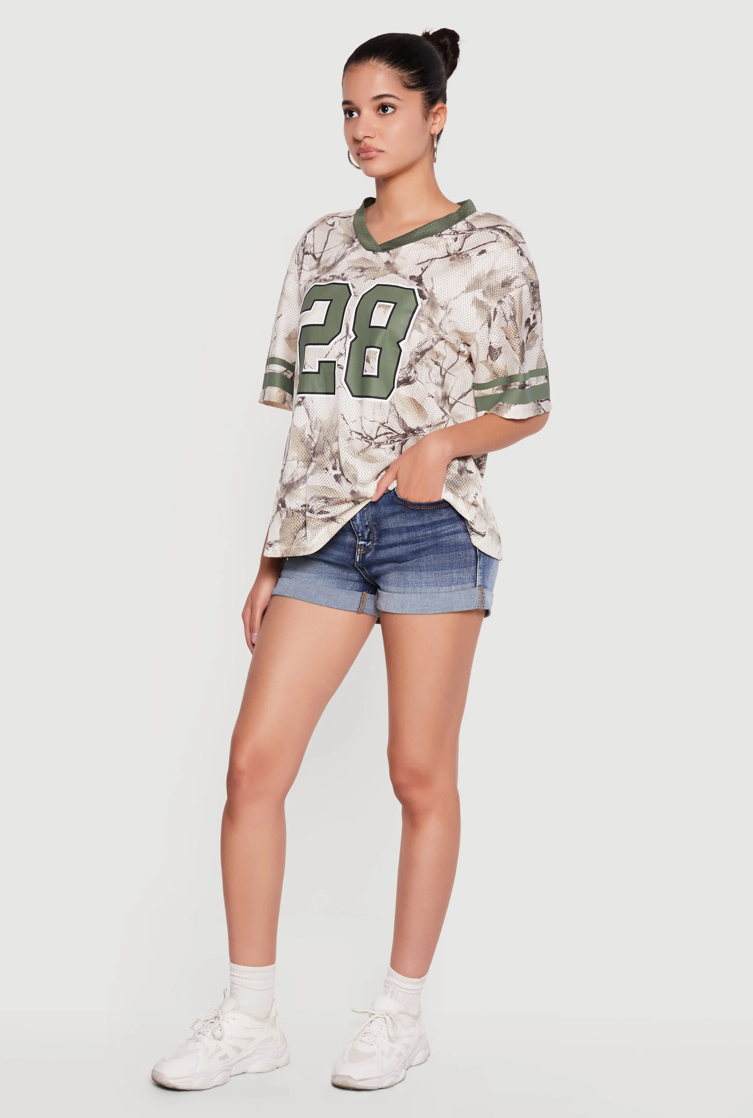 Hunter Camo 28 Graphic Varsity Stripe Mesh Jersey sold by Rainbow product image thumbnail 3