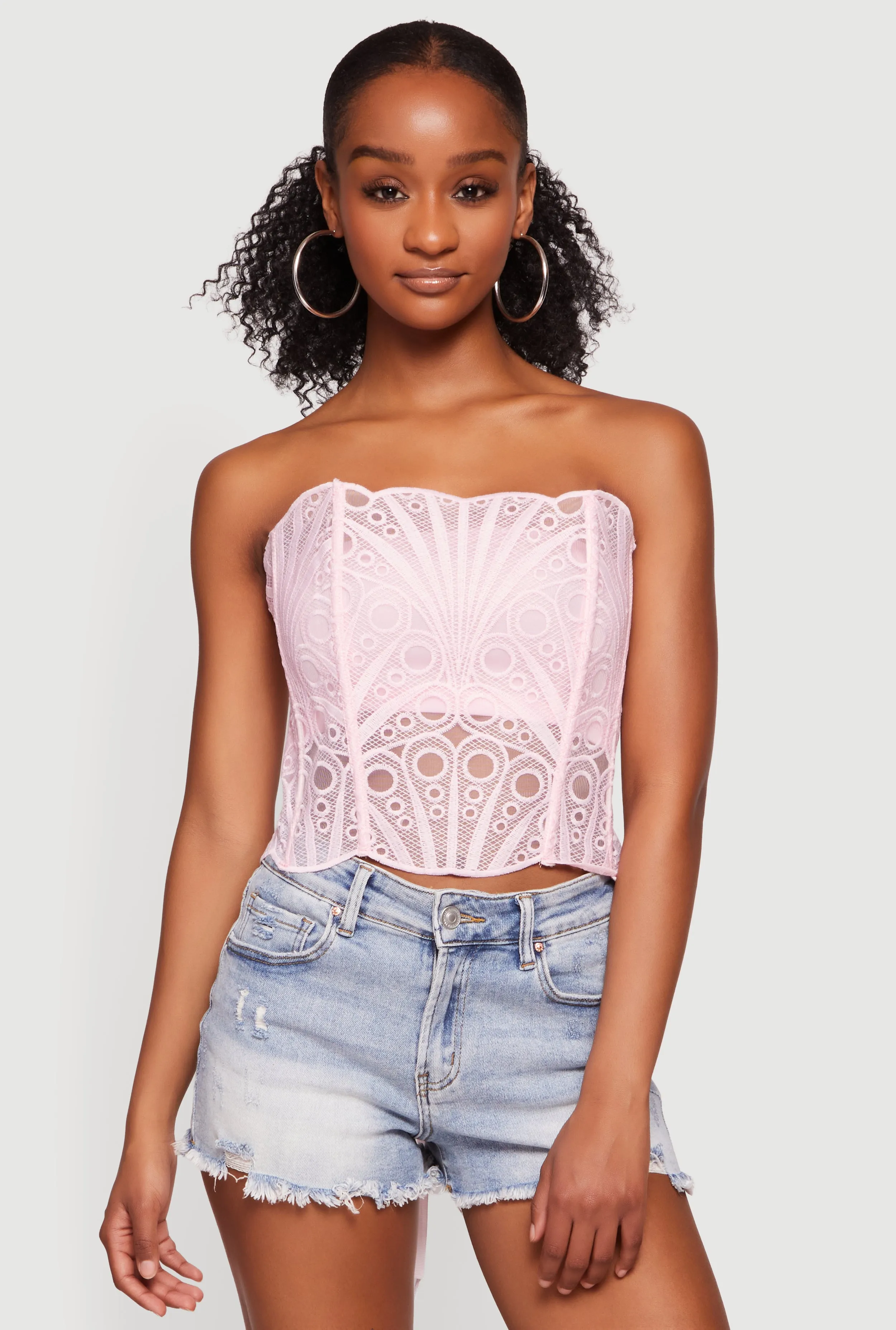 Lace Up Back Eyelet Mesh Corset Top sold by Rainbow product image thumbnail 2