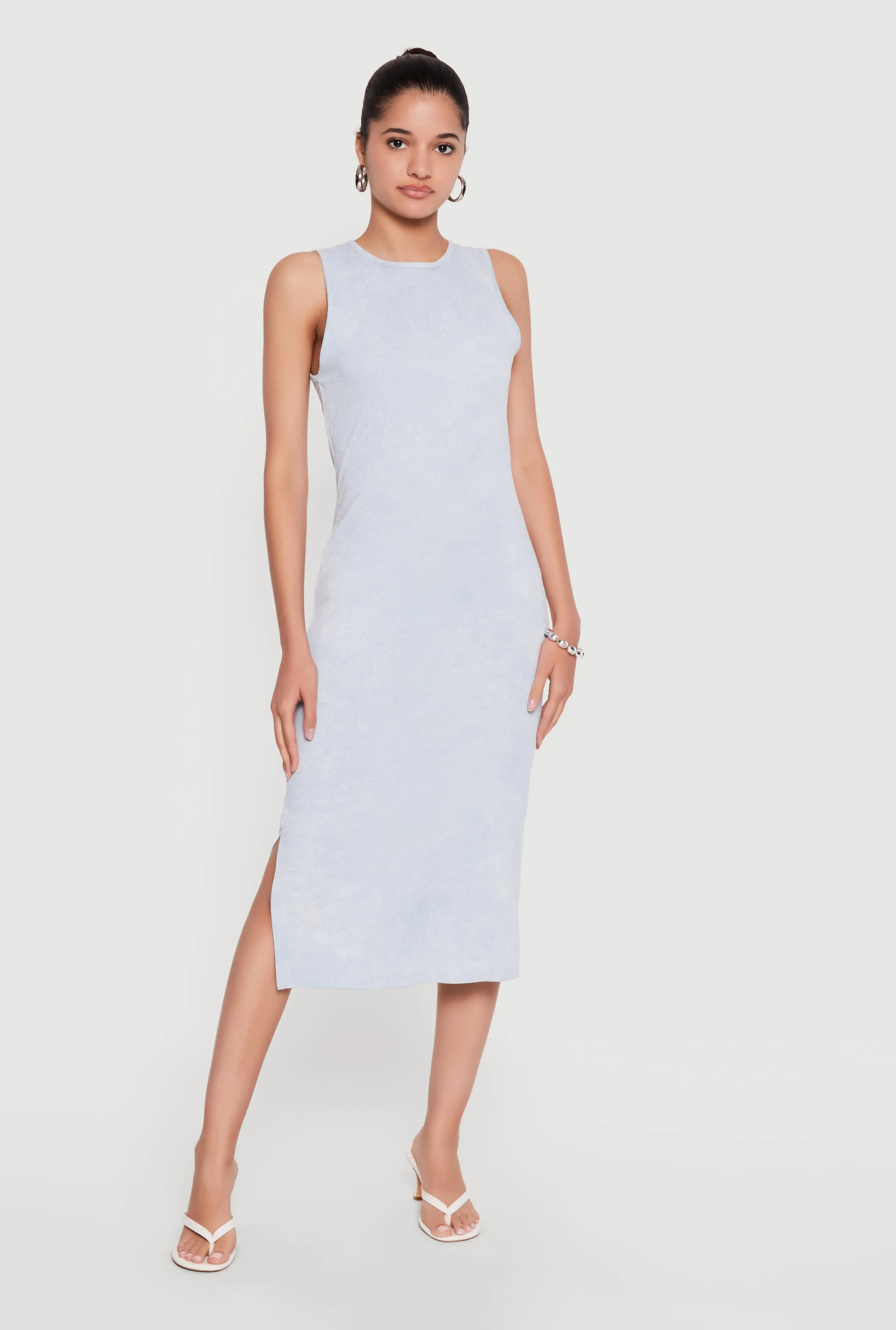 Keyhole Back Acid Wash Midi Dress sold by Rainbow