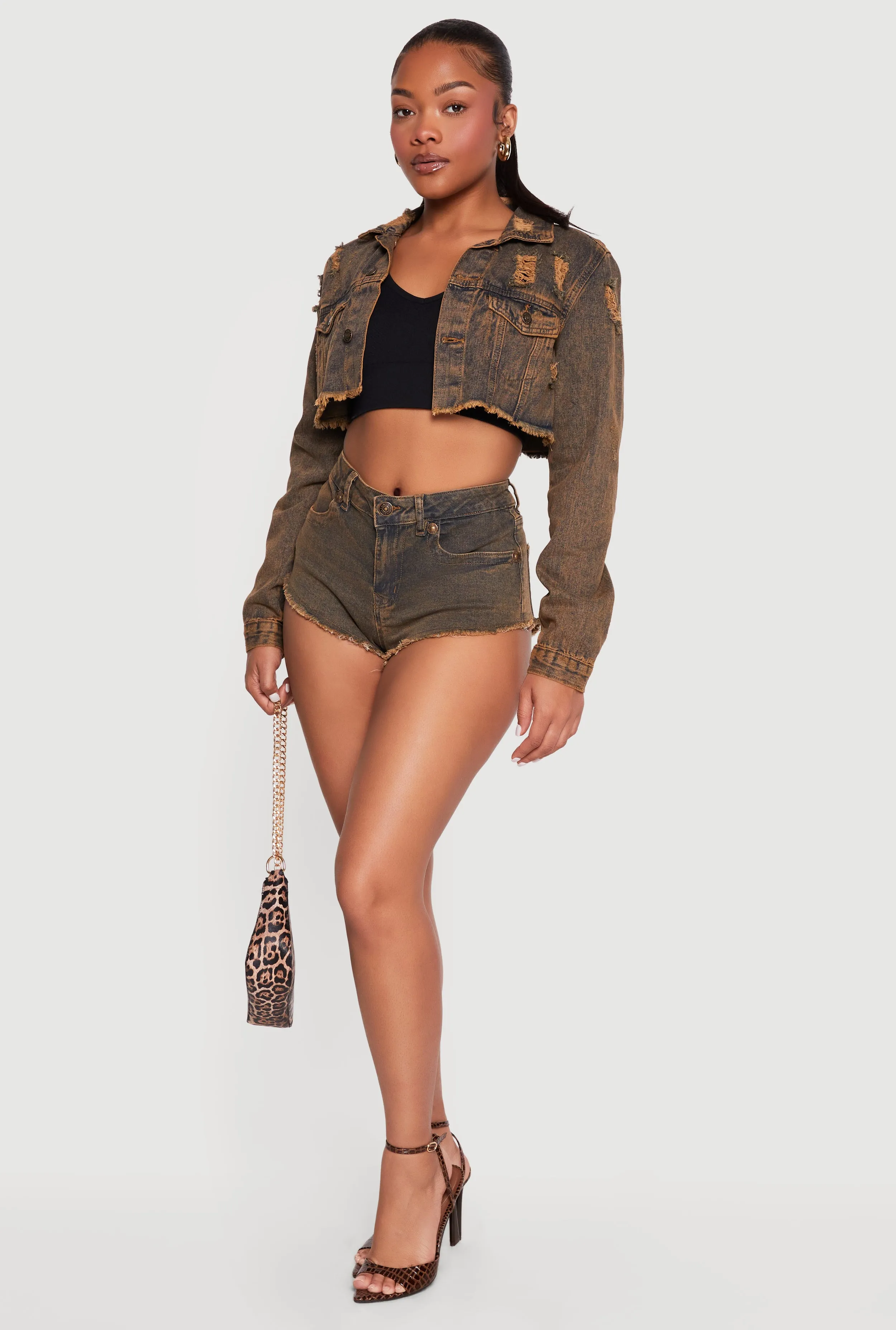 Acid Wash Denim Micro Cutoff Shorts sold by Rainbow product image thumbnail 2