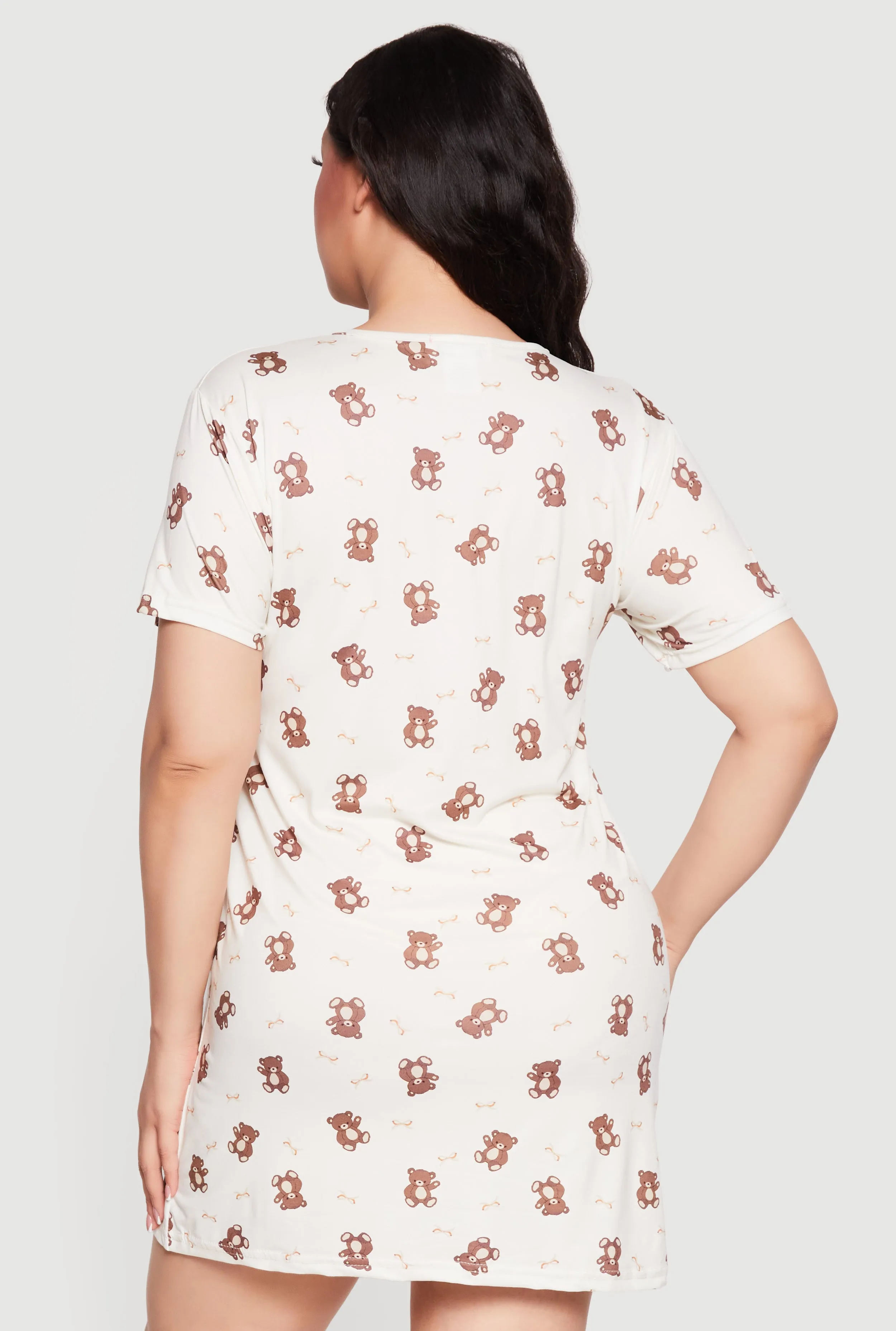 Plus Size Born To Be Lazy Bear Print Pajama Sleepshirt sold by Rainbow product image thumbnail 2