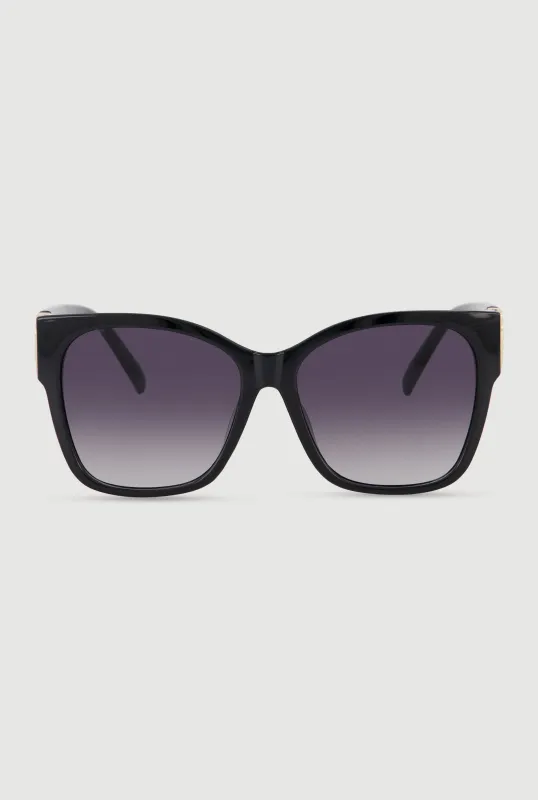 Metallic Heart Detail Ombre Lens Sunglasses made by Rainbow