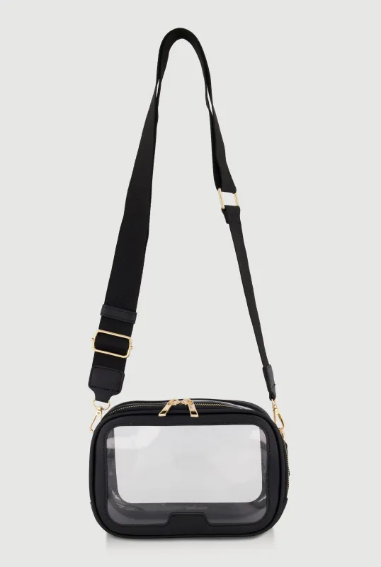 Contrast Trim Clear Crossbody Bag made by Rainbow