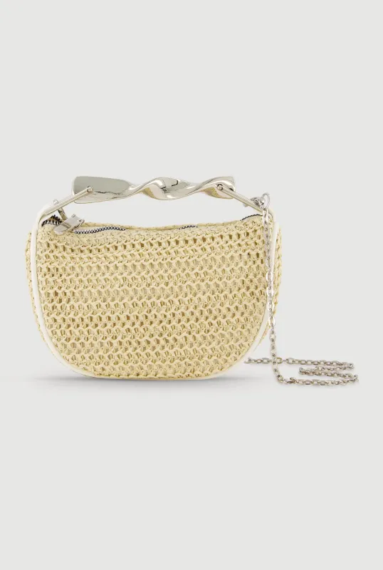 Twisted Metallic Handle Raffia Crossbody Handbag made by Rainbow