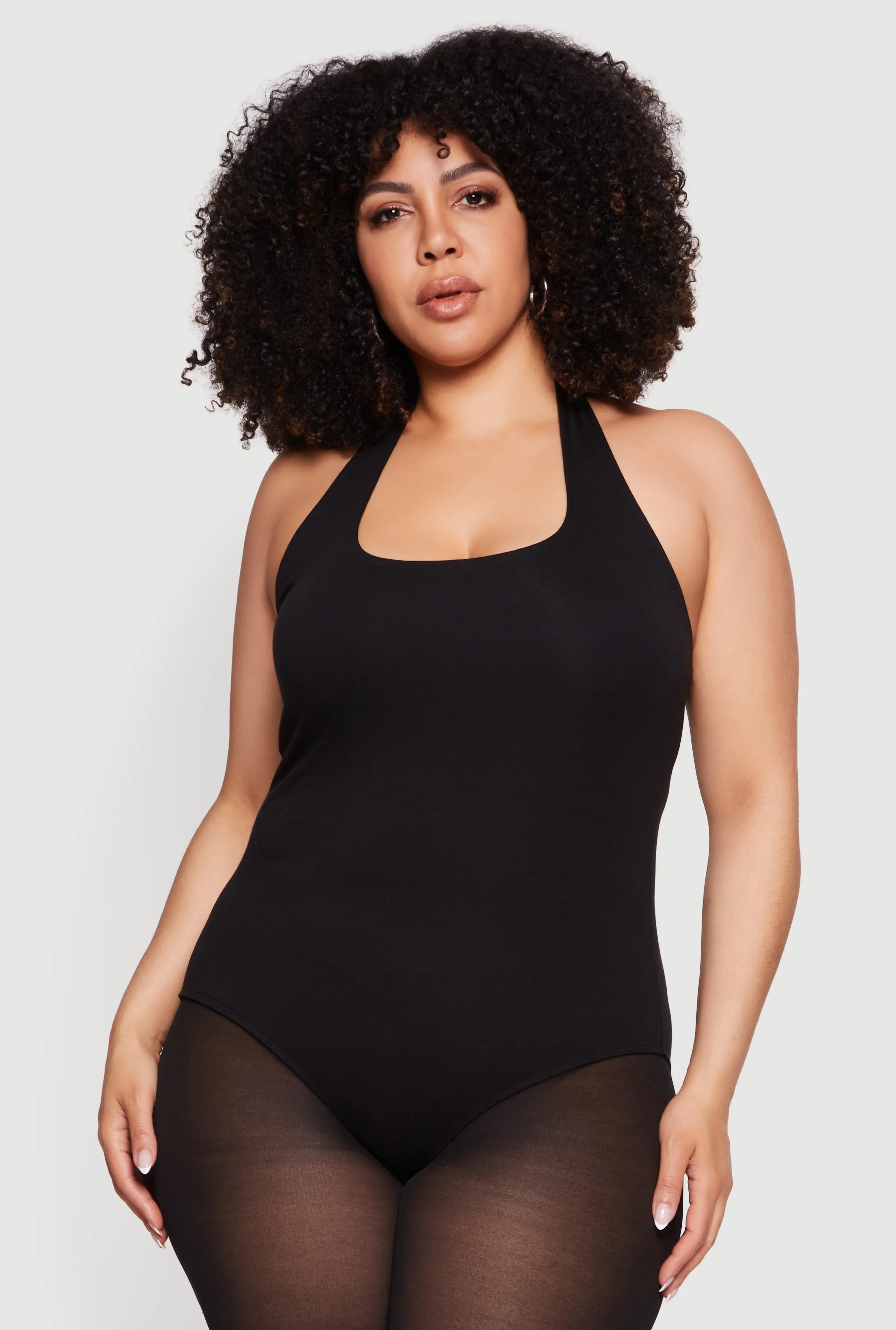 Plus Size Solid Halter Neck Bodysuit sold by Rainbow product image thumbnail 2