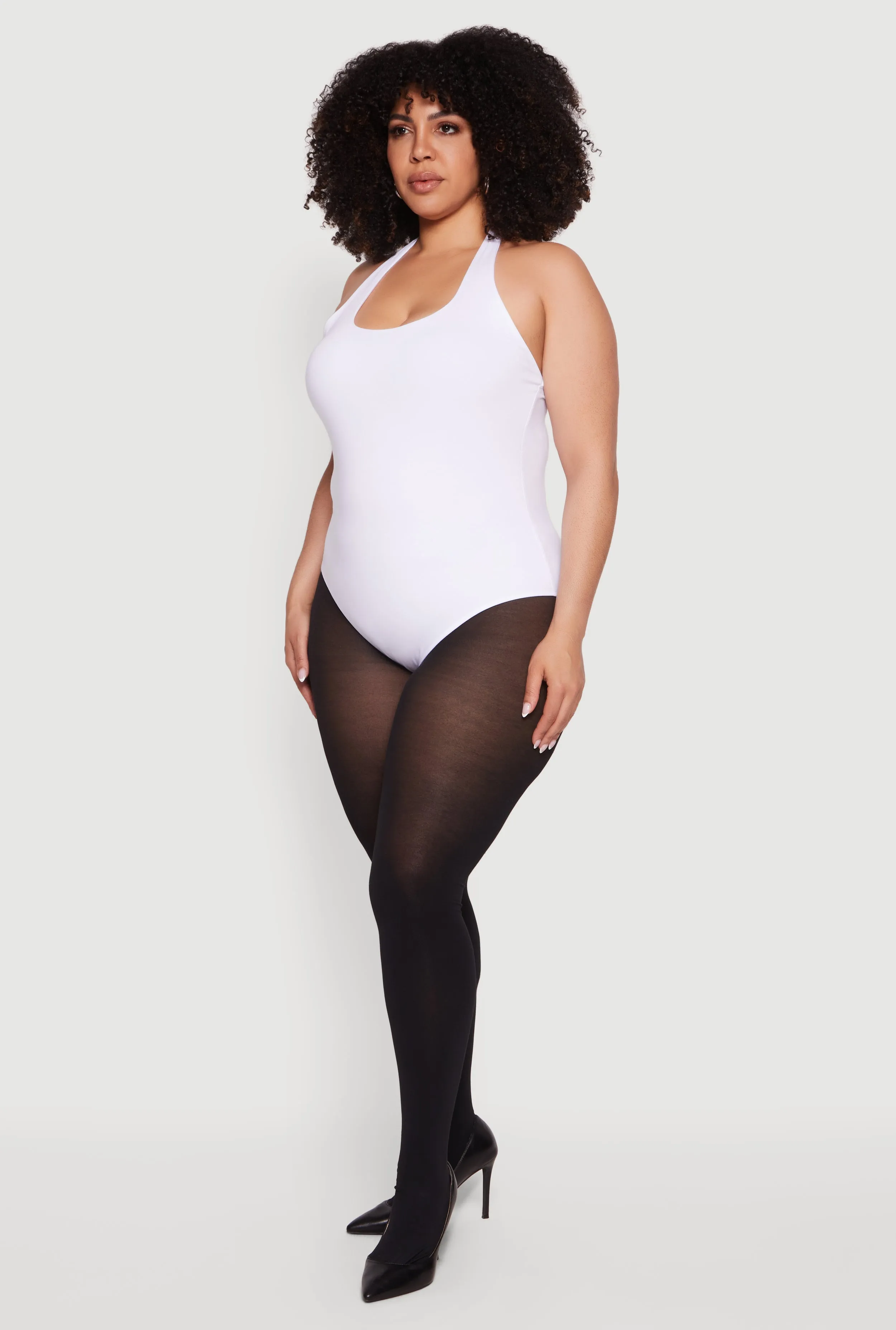 Plus Size Solid Halter Neck Bodysuit sold by Rainbow product image thumbnail 3