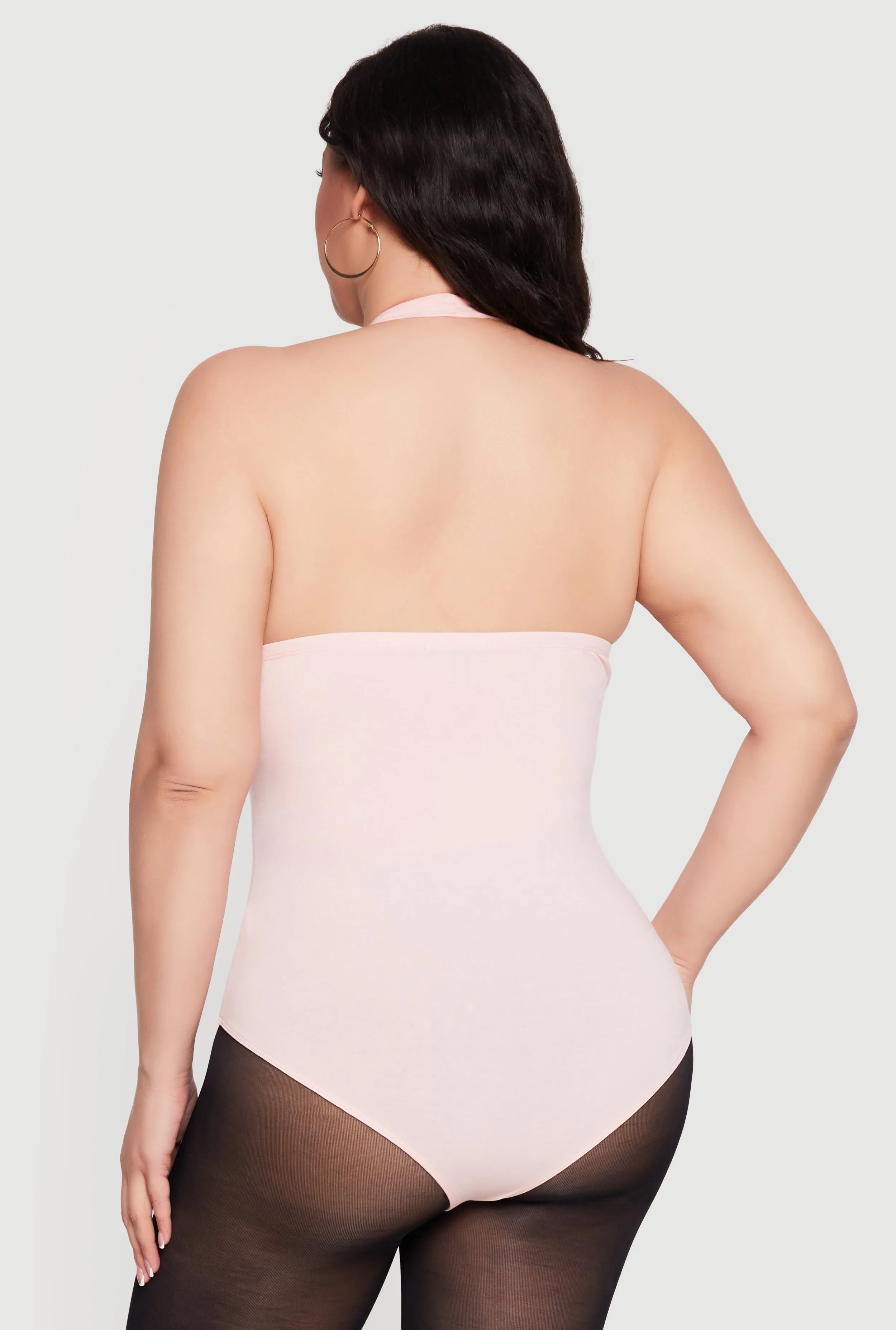 Plus Size Solid Halter Neck Bodysuit sold by Rainbow product image thumbnail 5
