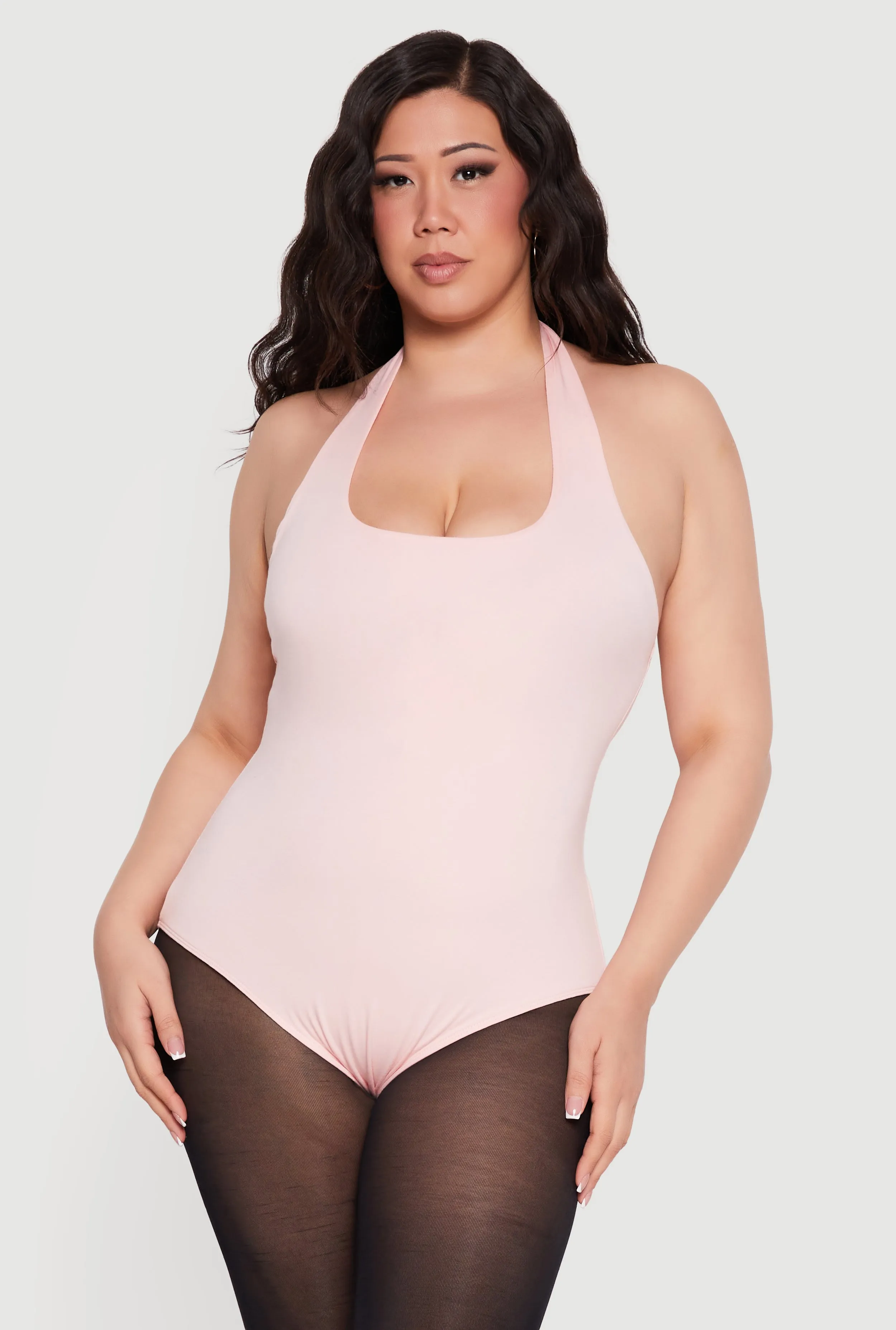 Plus Size Solid Halter Neck Bodysuit sold by Rainbow product image thumbnail 2