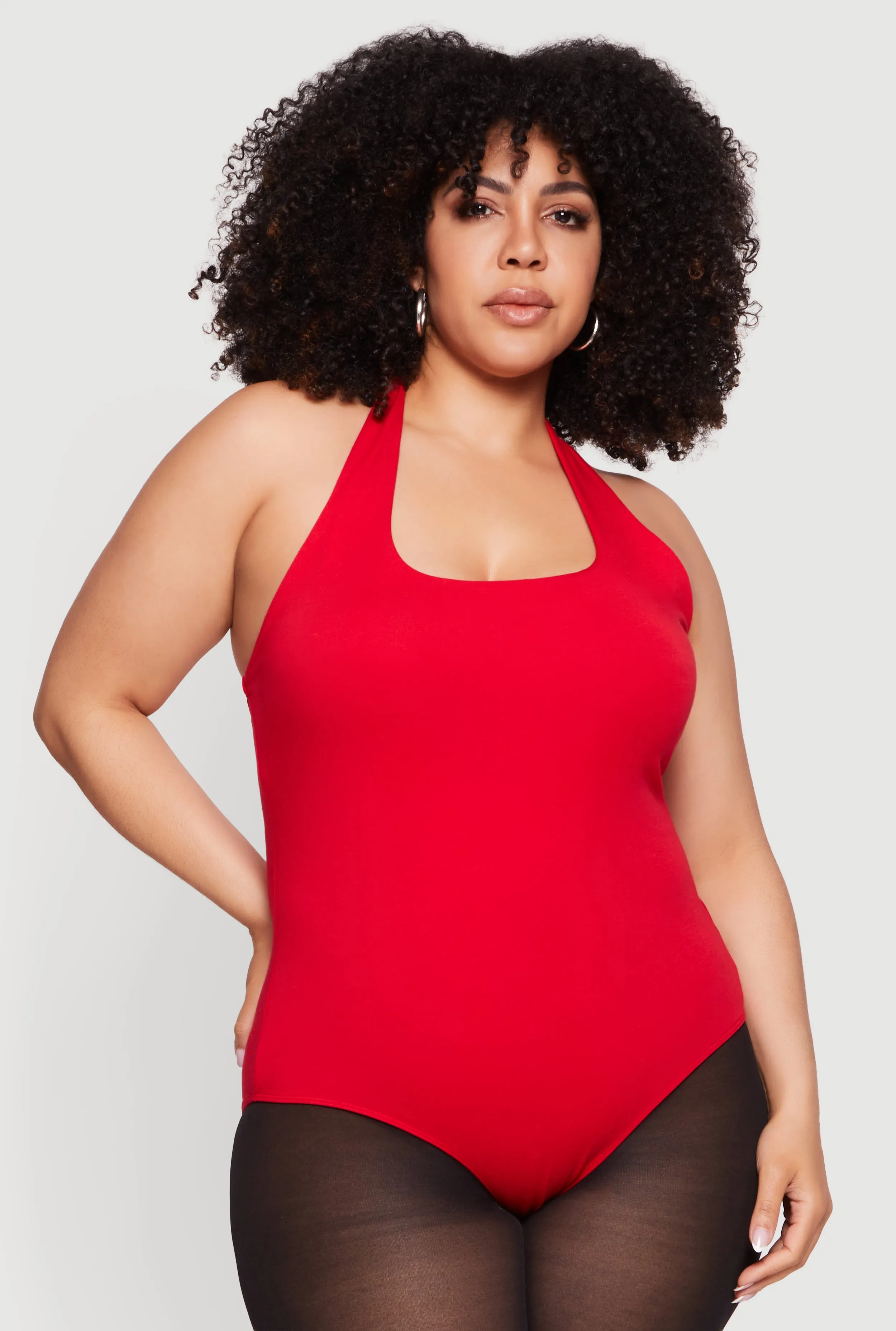 Plus Size Solid Halter Neck Bodysuit sold by Rainbow product image thumbnail 2