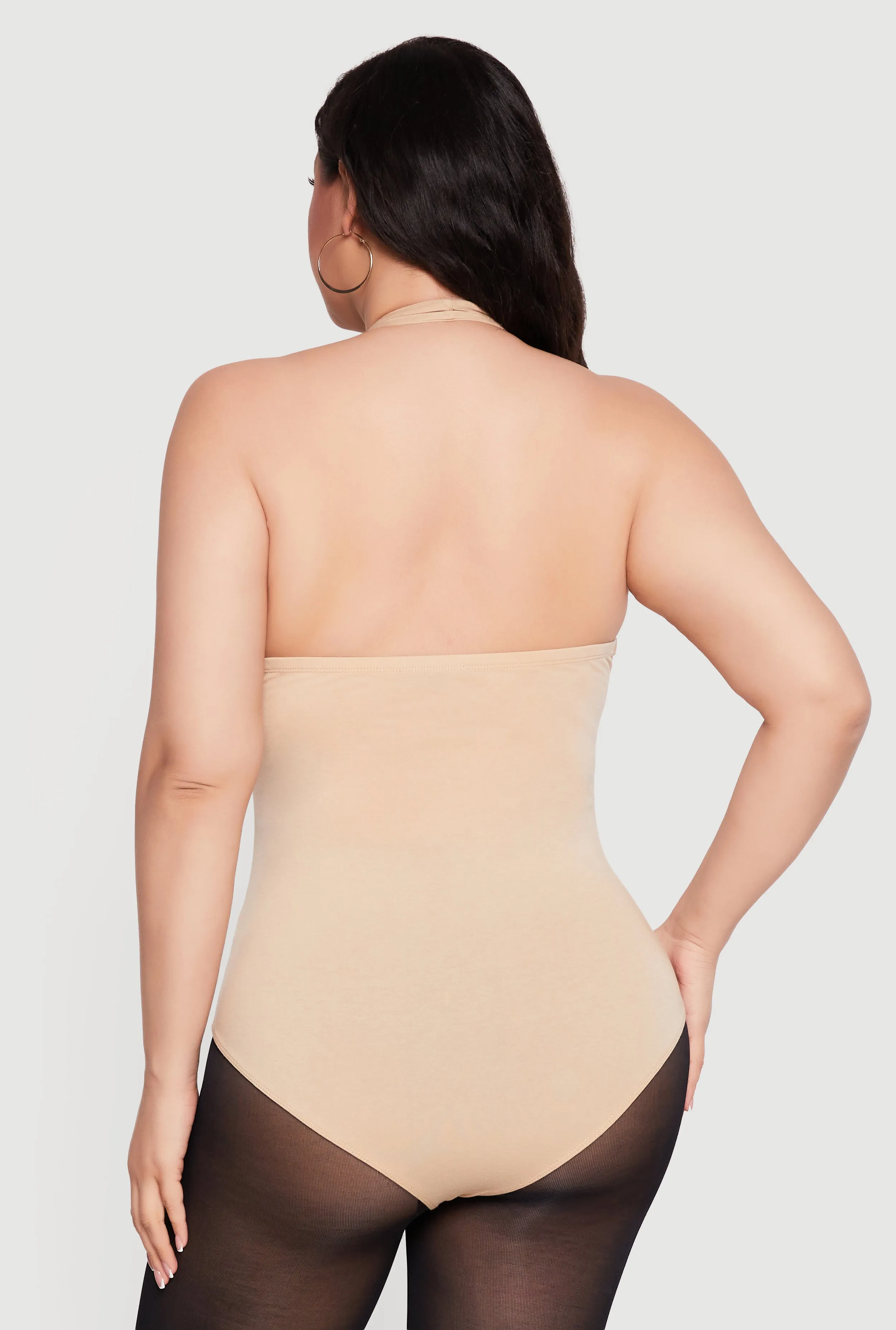 Plus Size Solid Halter Neck Bodysuit sold by Rainbow product image thumbnail 5