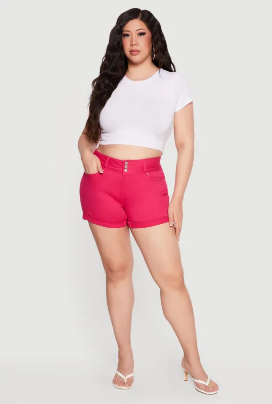 Plus Size 3 Button High Waisted Shorts made by Rainbow