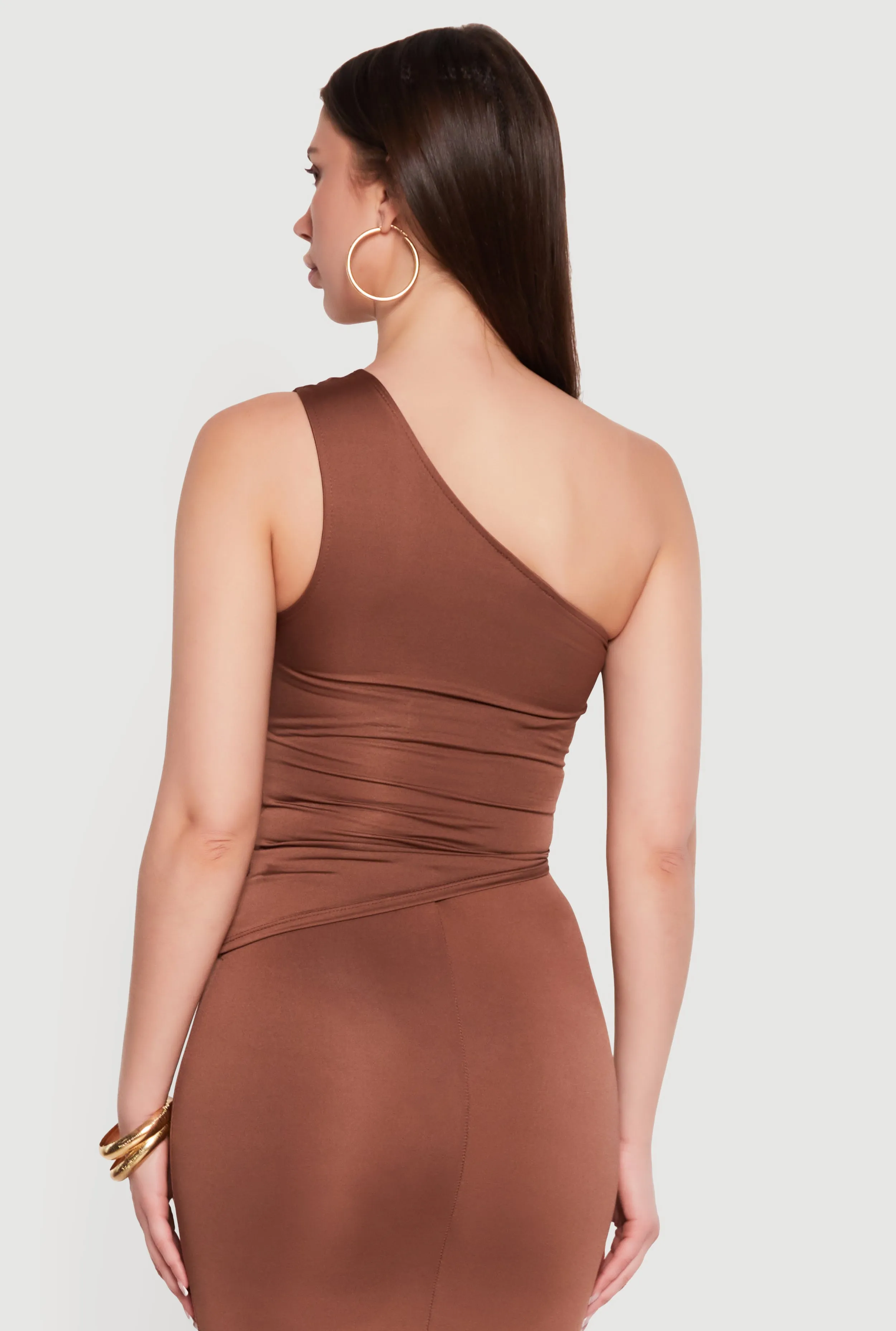 Metallic Detail Ruched Side One Shoulder Top sold by Rainbow product image thumbnail 5