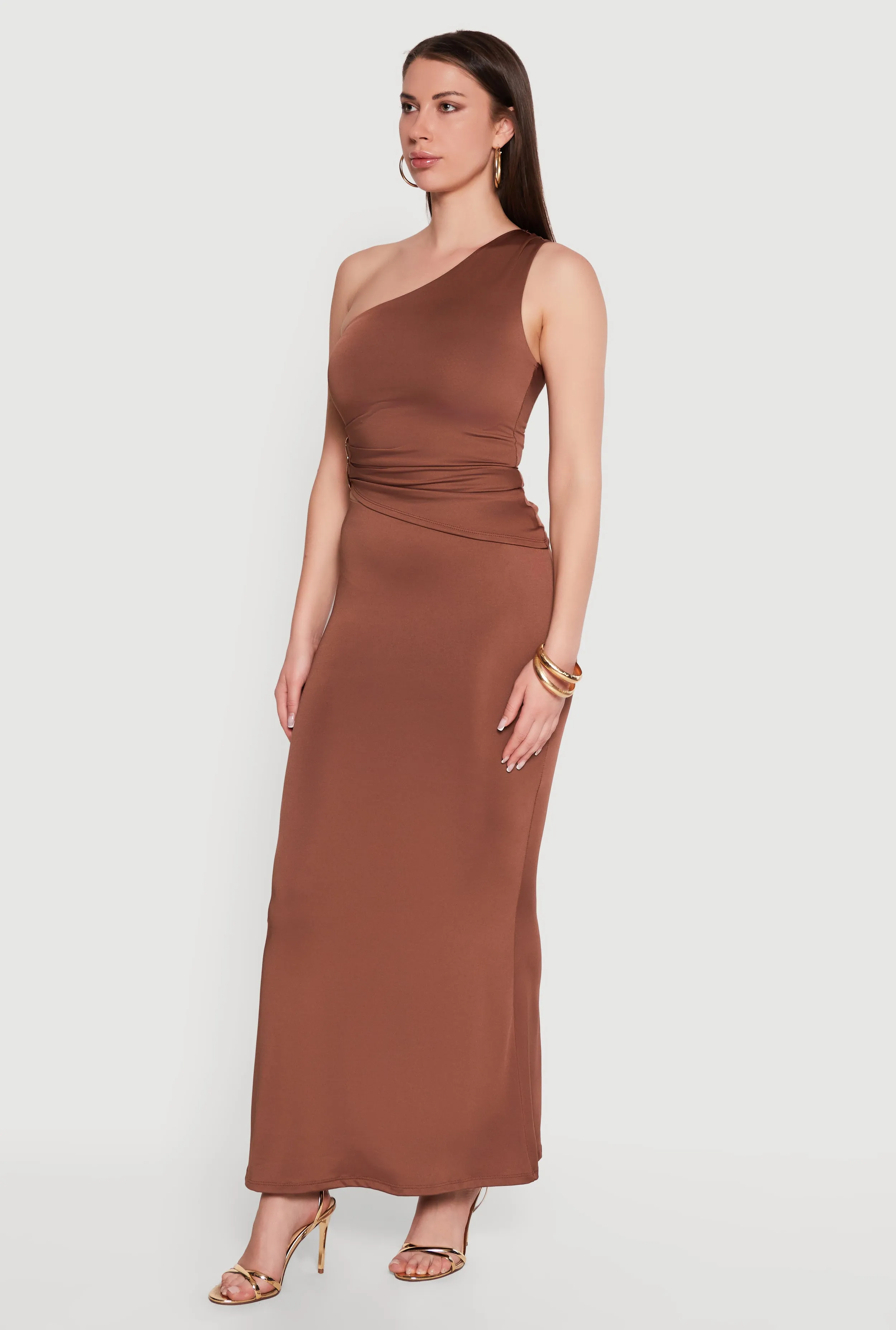 Metallic Detail Ruched Side One Shoulder Top sold by Rainbow product image thumbnail 3