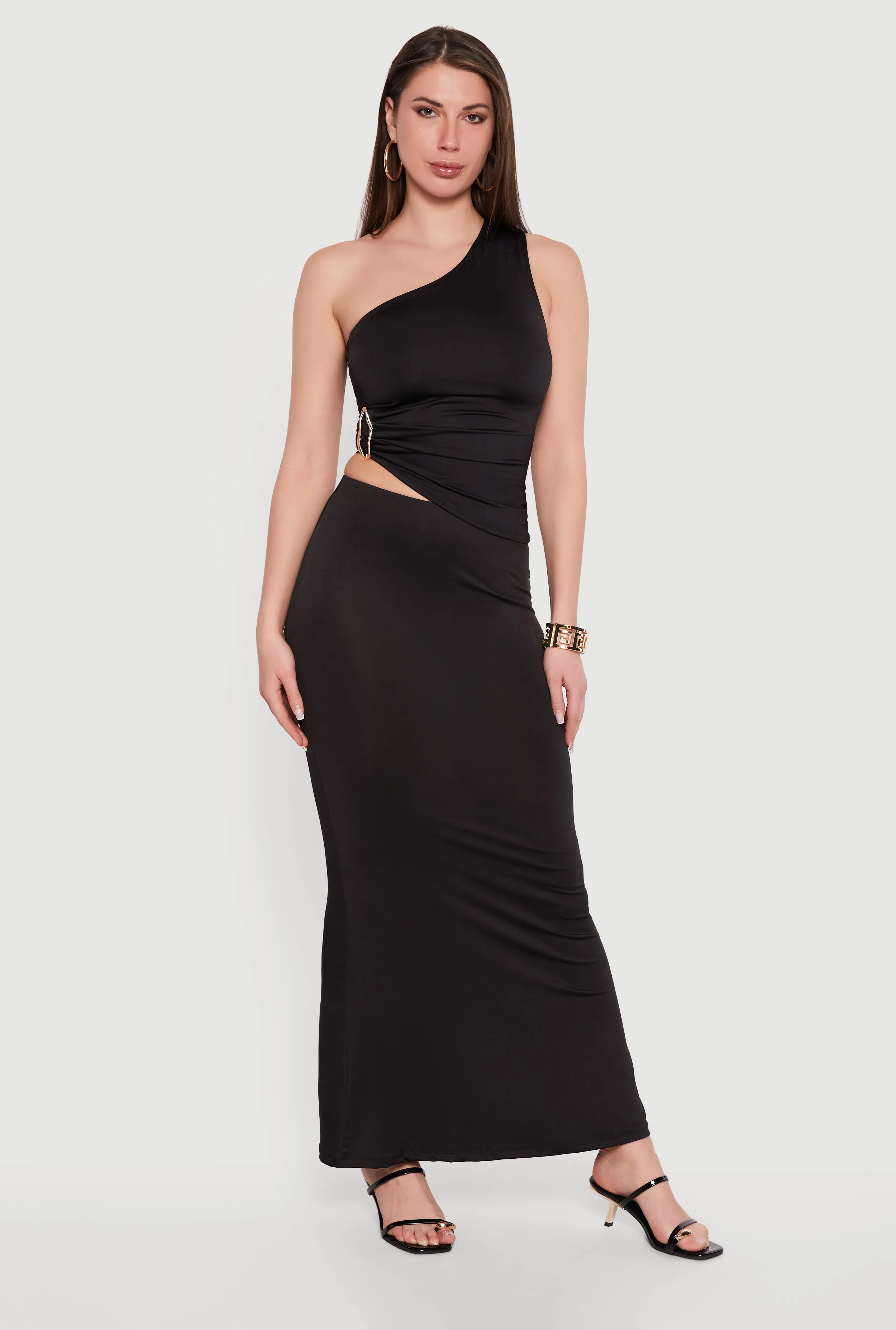 Metallic Detail Ruched Side One Shoulder Top sold by Rainbow product image thumbnail 2