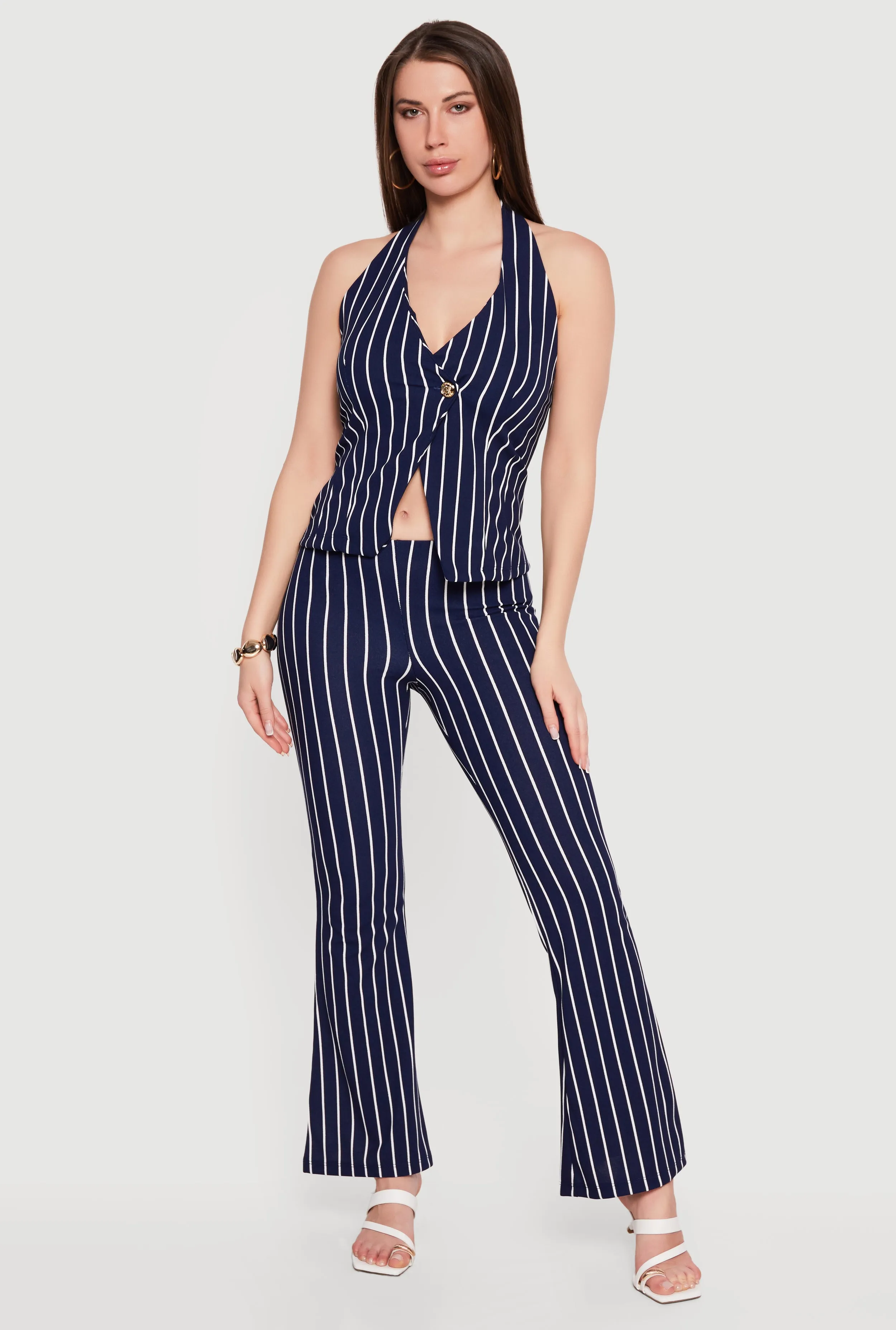 Striped Pull On Flare Pants sold by Rainbow