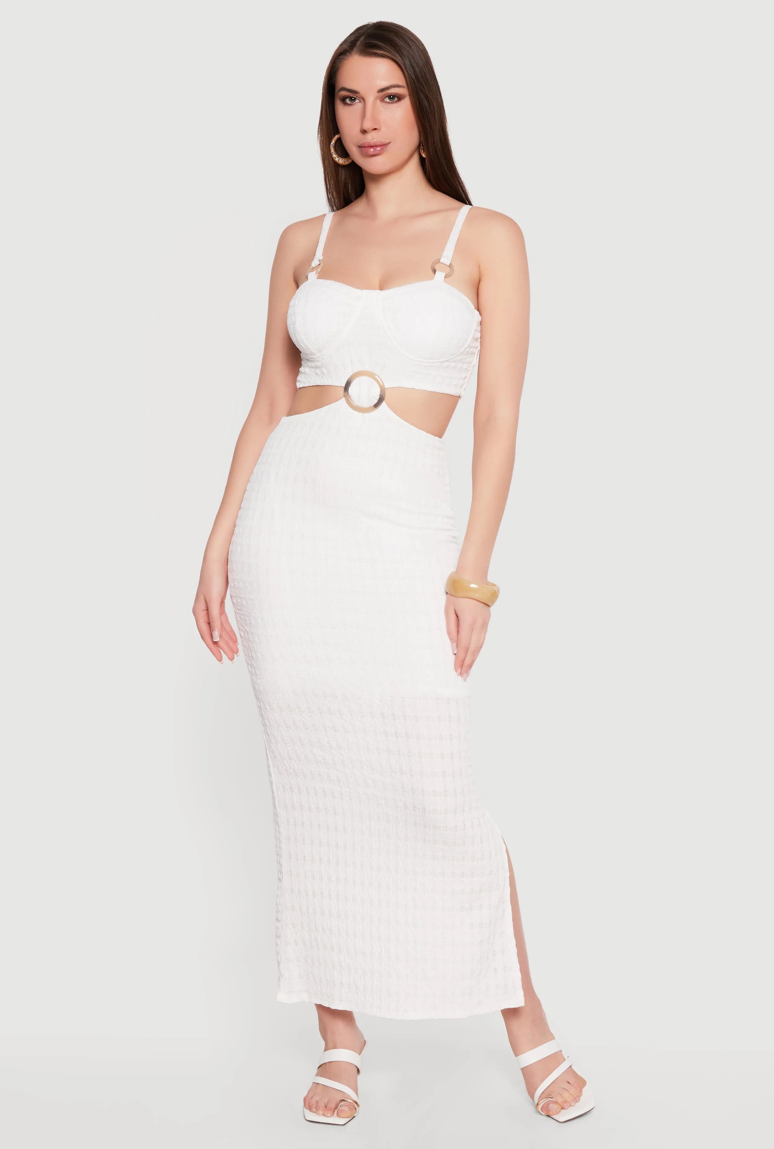 O Ring Cutout Bustier Maxi Dress with Side Slit sold by Rainbow product image thumbnail 2