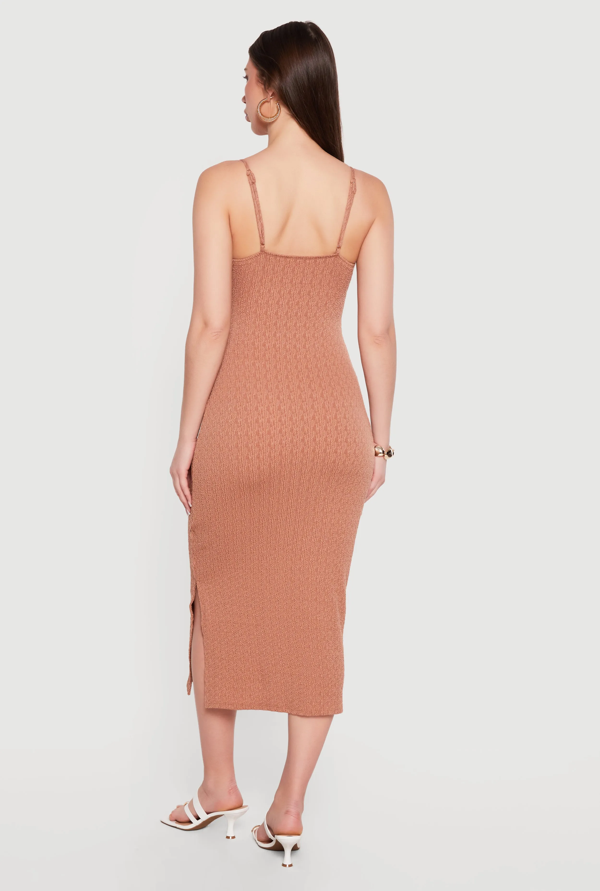 Keyhole Metallic Detail Midi Cami Dress with Side Slit sold by Rainbow product image thumbnail 3