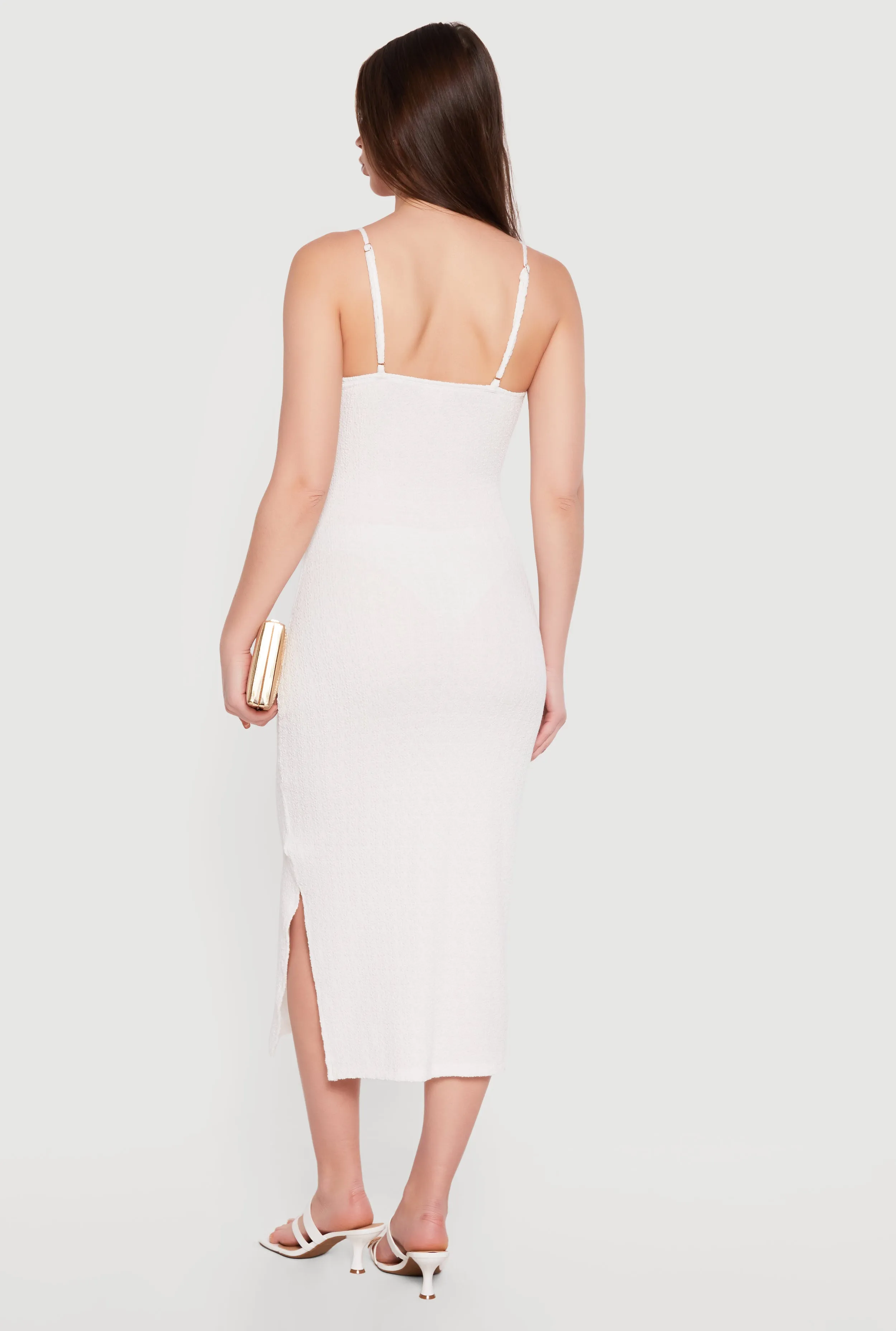 Keyhole Metallic Detail Midi Cami Dress with Side Slit sold by Rainbow product image thumbnail 3