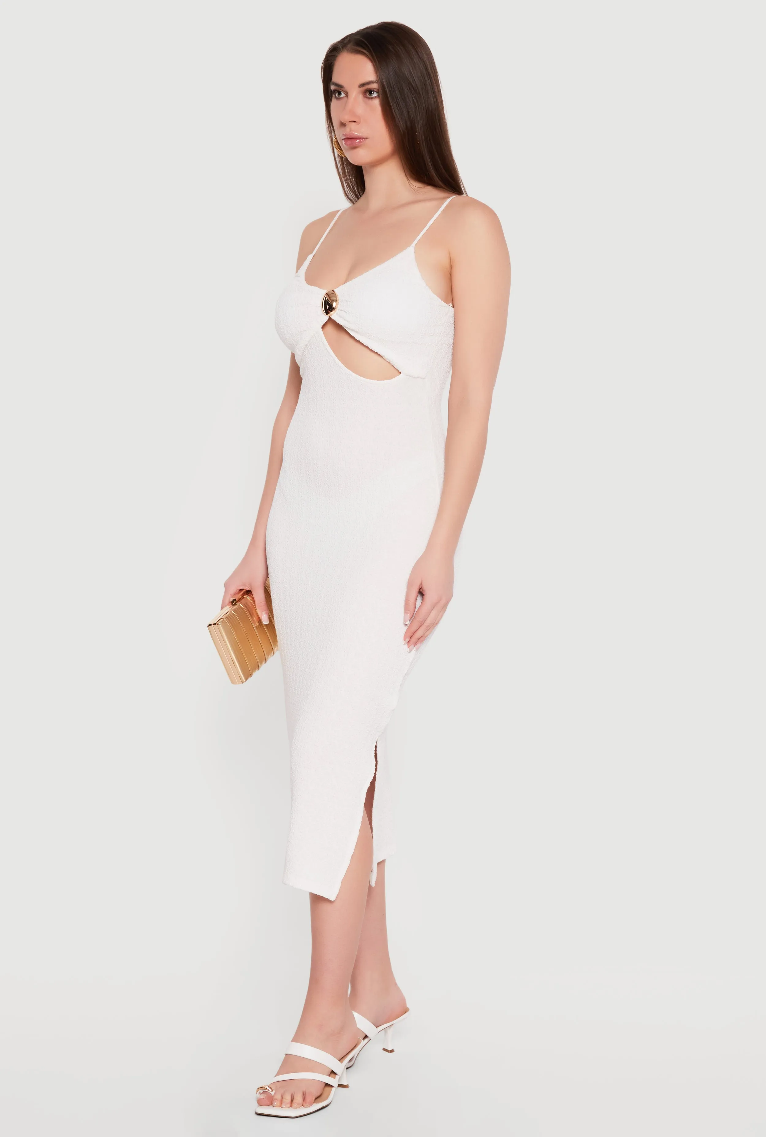 Keyhole Metallic Detail Midi Cami Dress with Side Slit sold by Rainbow product image thumbnail 2