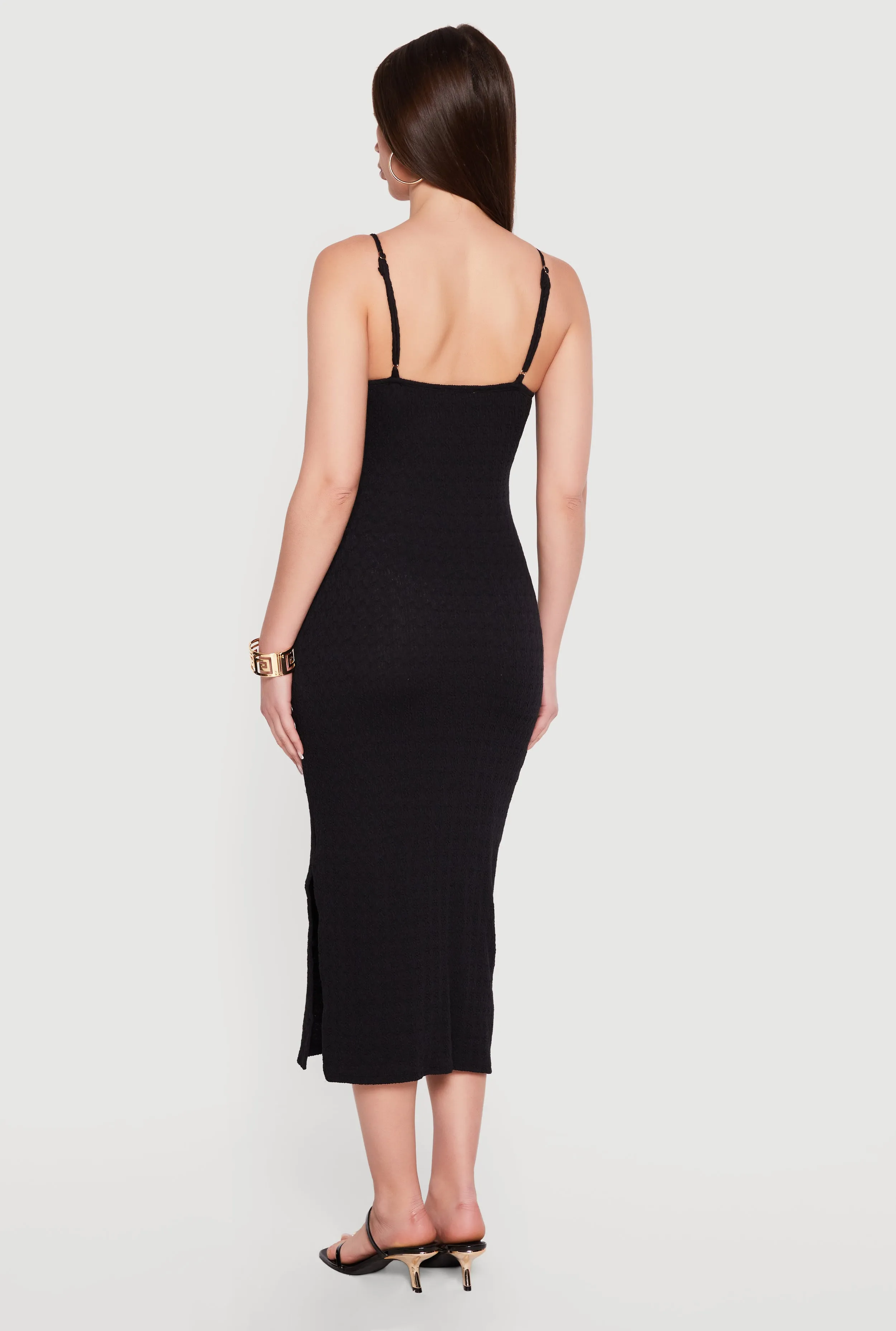 Keyhole Metallic Detail Midi Cami Dress with Side Slit sold by Rainbow product image thumbnail 3