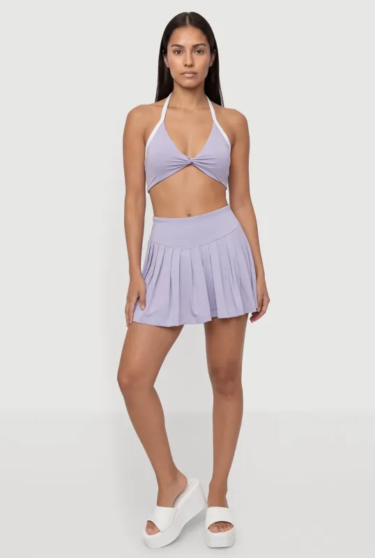 High Waisted Pleated Mini Tennis Skirt made by Rainbow