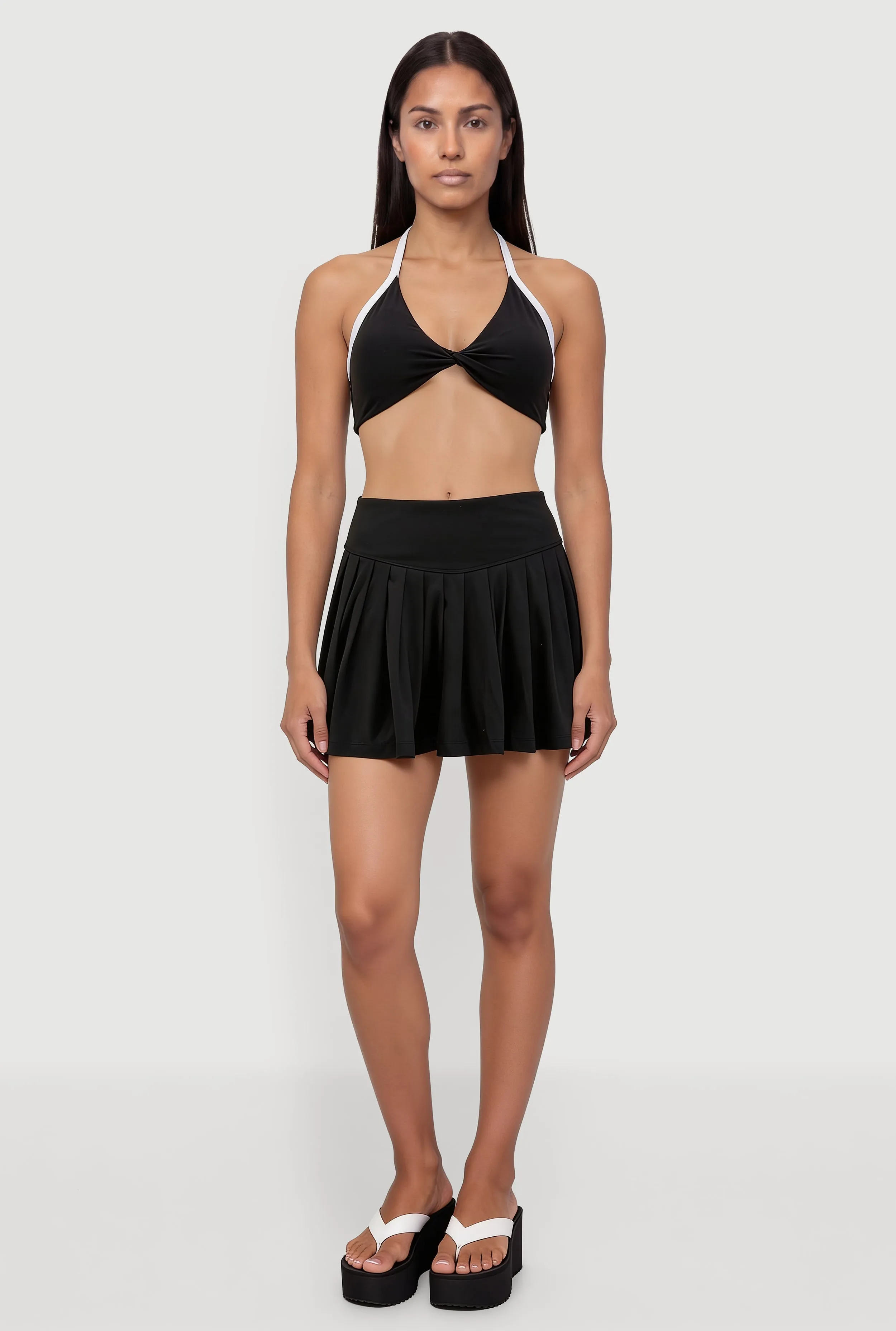 High Waisted Pleated Mini Tennis Skirt sold by Rainbow