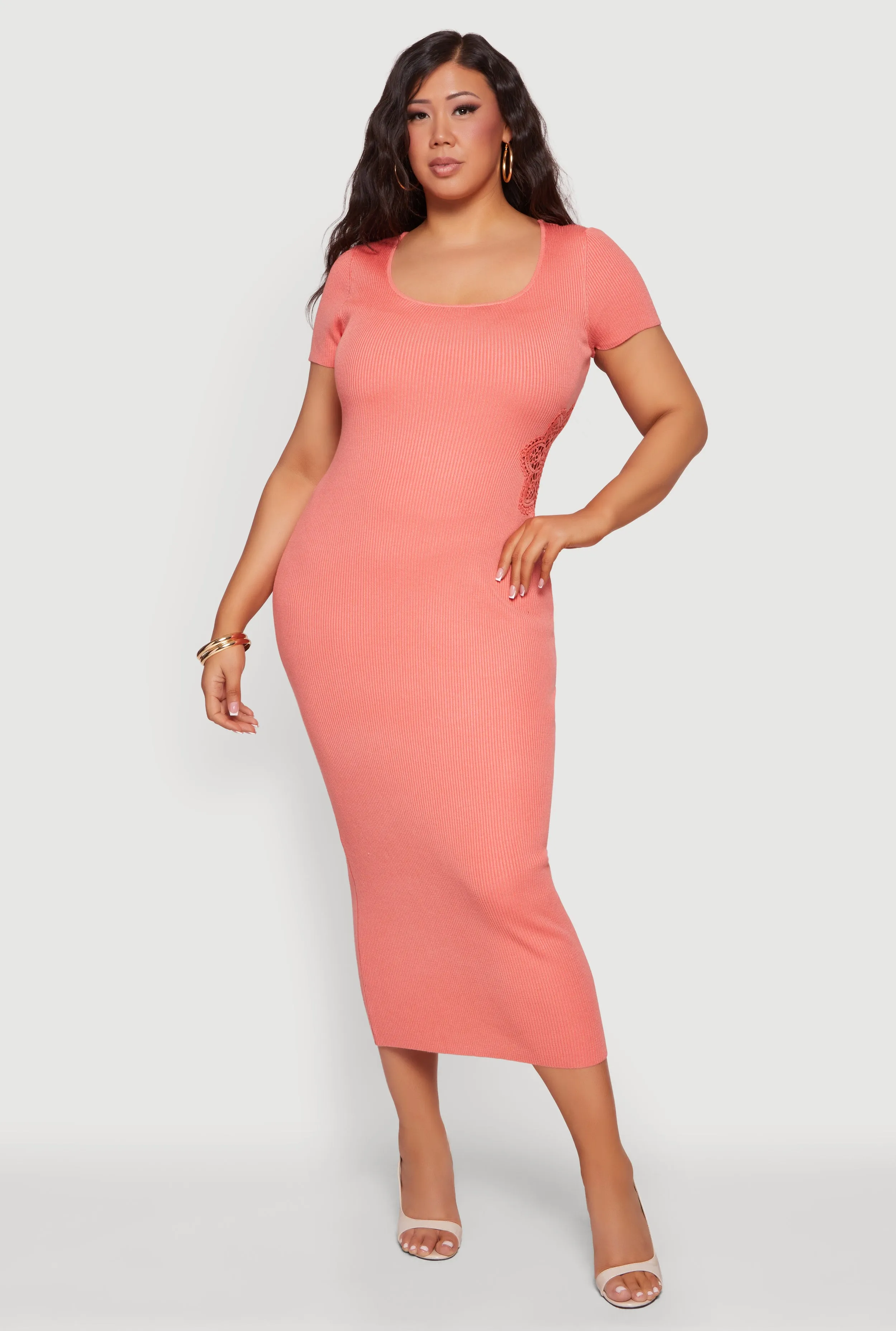 Plus Size Rib Knit Applique Detail Maxi Dress sold by Rainbow