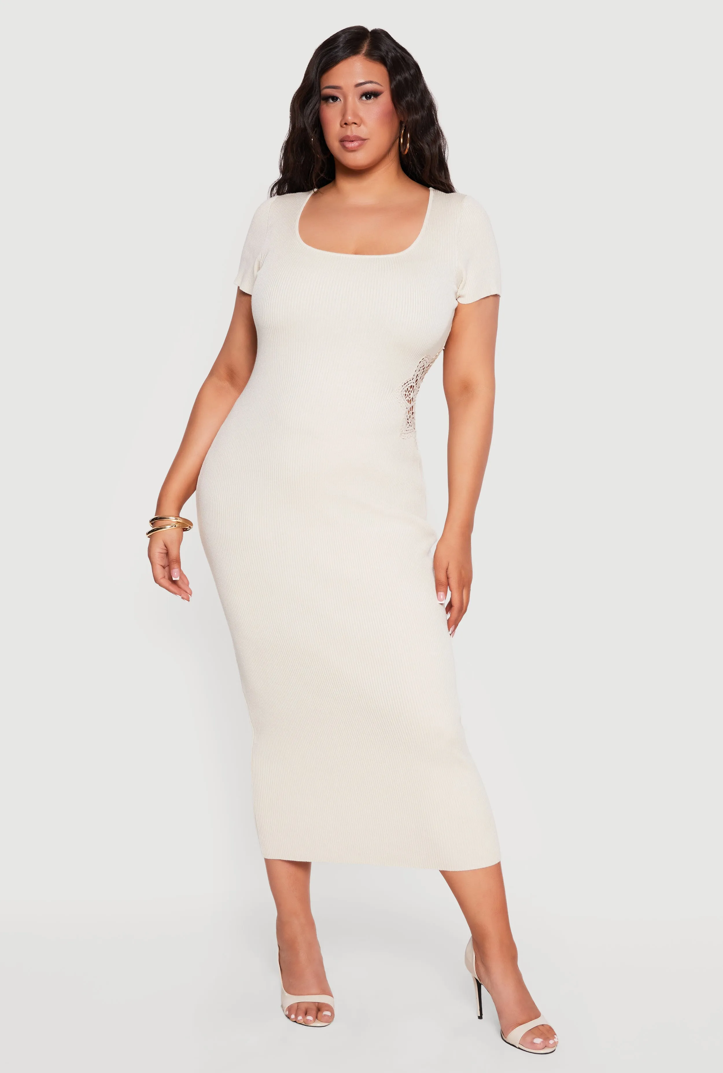 Plus Size Rib Knit Applique Detail Maxi Dress sold by Rainbow product image thumbnail 2