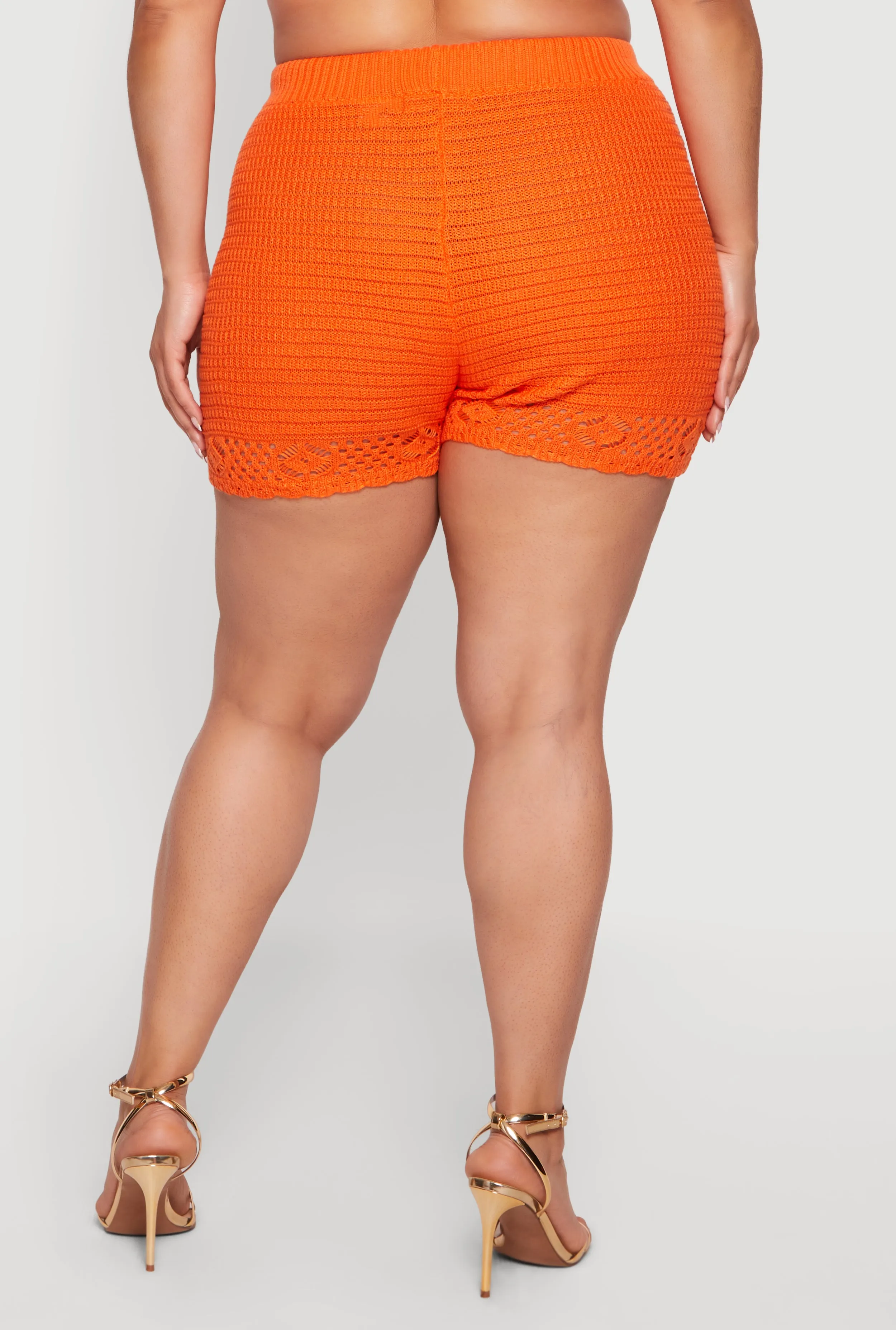 Plus Size Crochet High Waisted Drawstring Shorts sold by Rainbow product image thumbnail 5