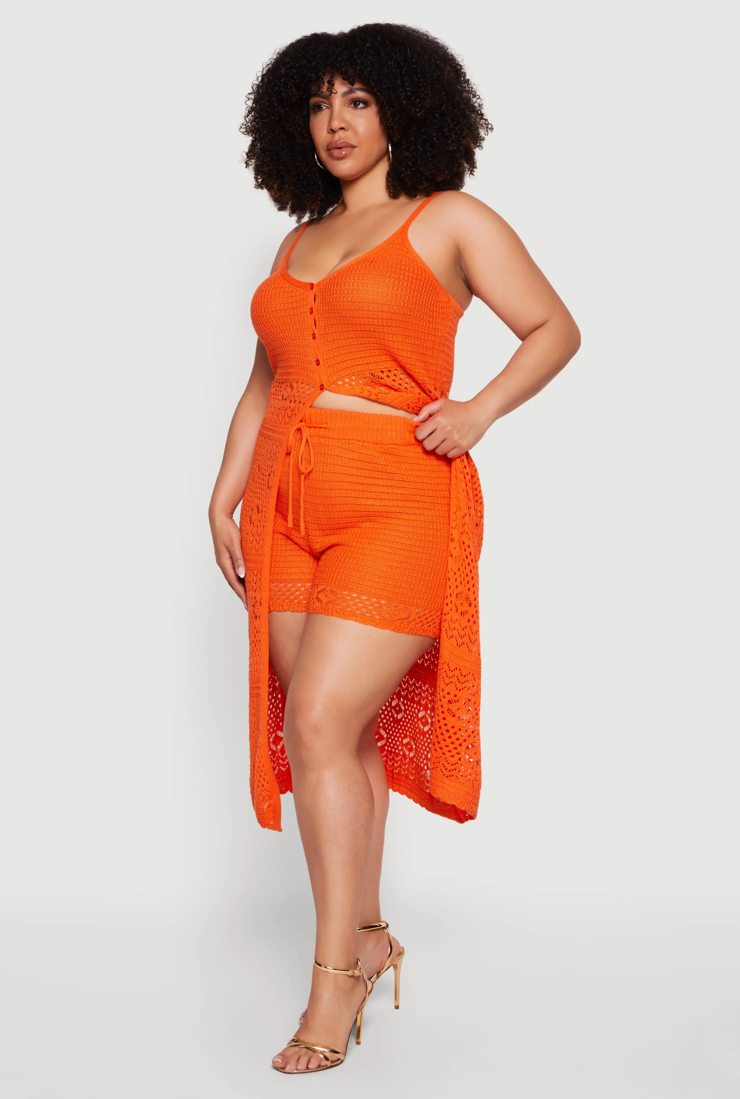 Plus Size Crochet High Waisted Drawstring Shorts sold by Rainbow product image thumbnail 2