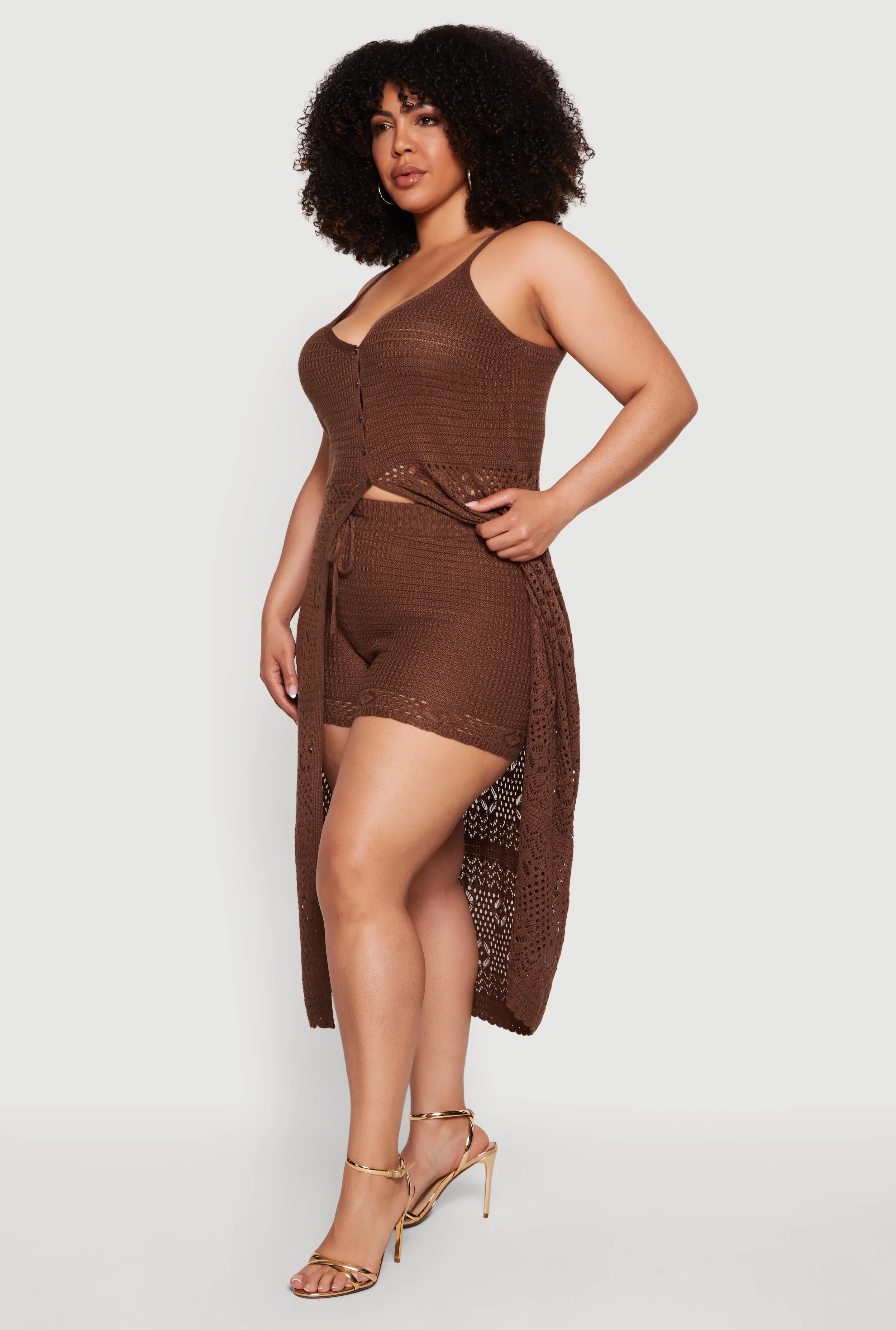 Plus Size Crochet High Waisted Drawstring Shorts sold by Rainbow product image thumbnail 2