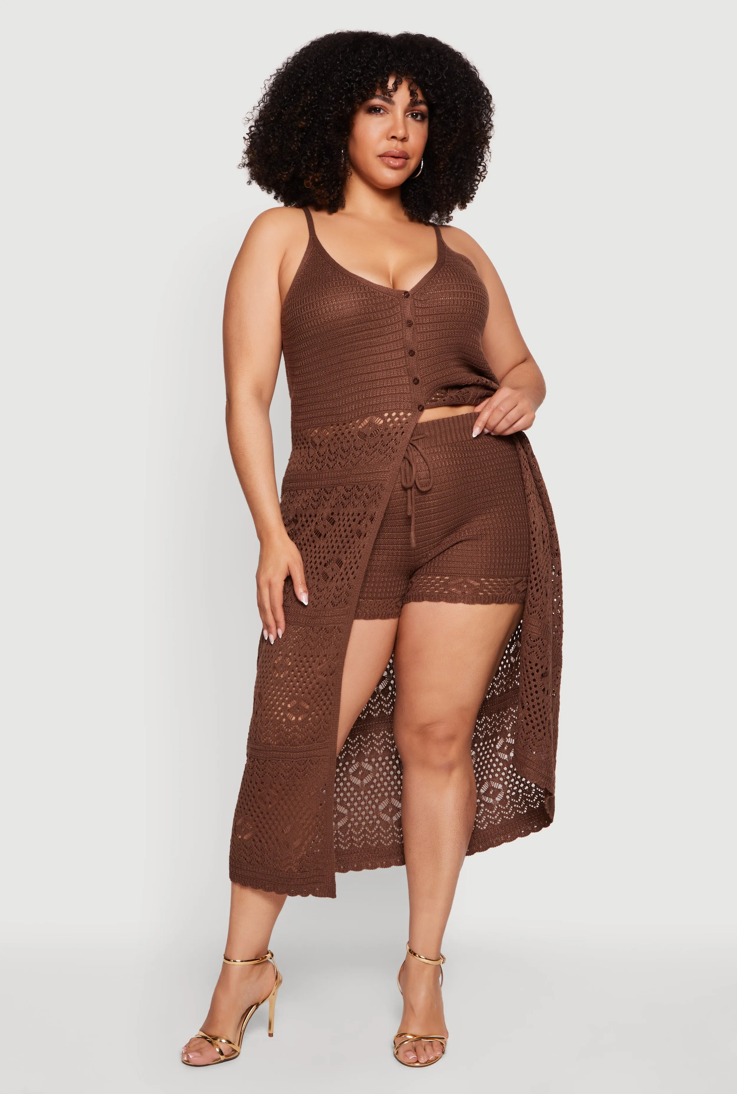 Plus Size Crochet High Waisted Drawstring Shorts sold by Rainbow