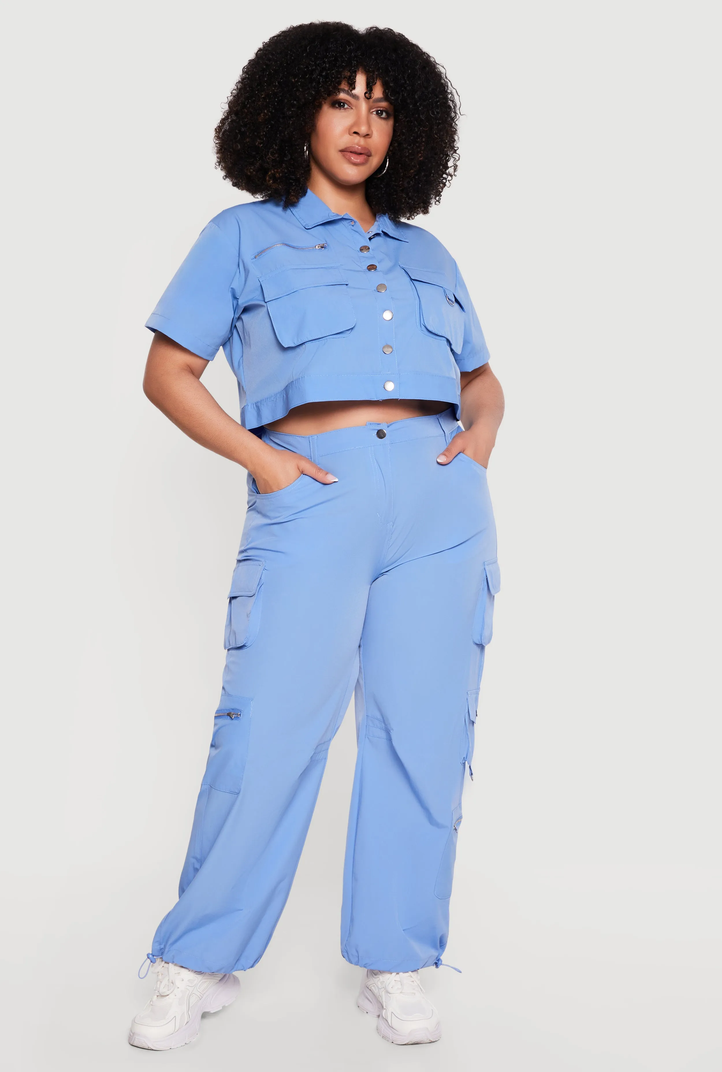 Plus Size Toggle Drawstring Hem Nylon Cargo Pants sold by Rainbow product image thumbnail 4