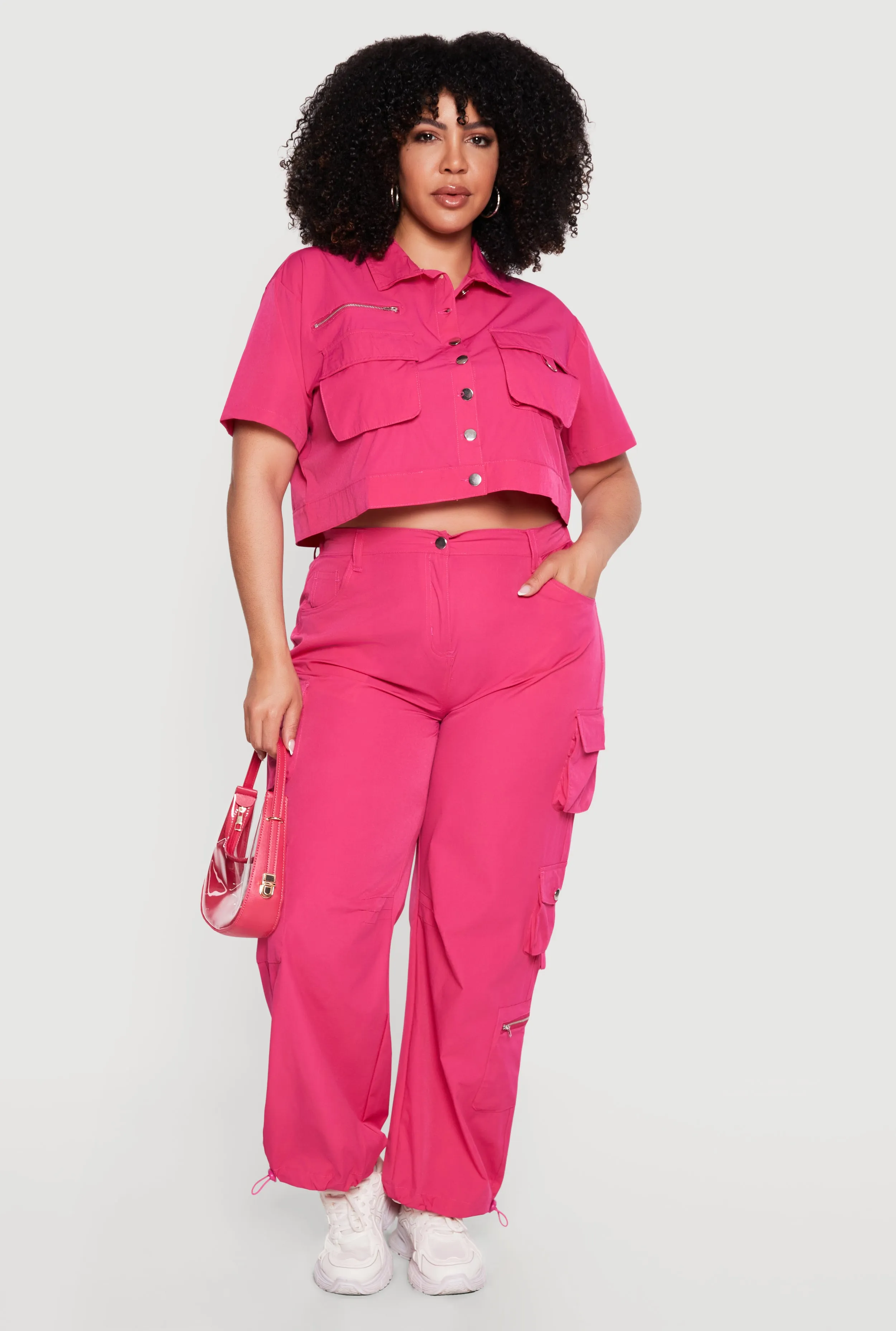 Plus Size Toggle Drawstring Hem Nylon Cargo Pants sold by Rainbow product image thumbnail 2