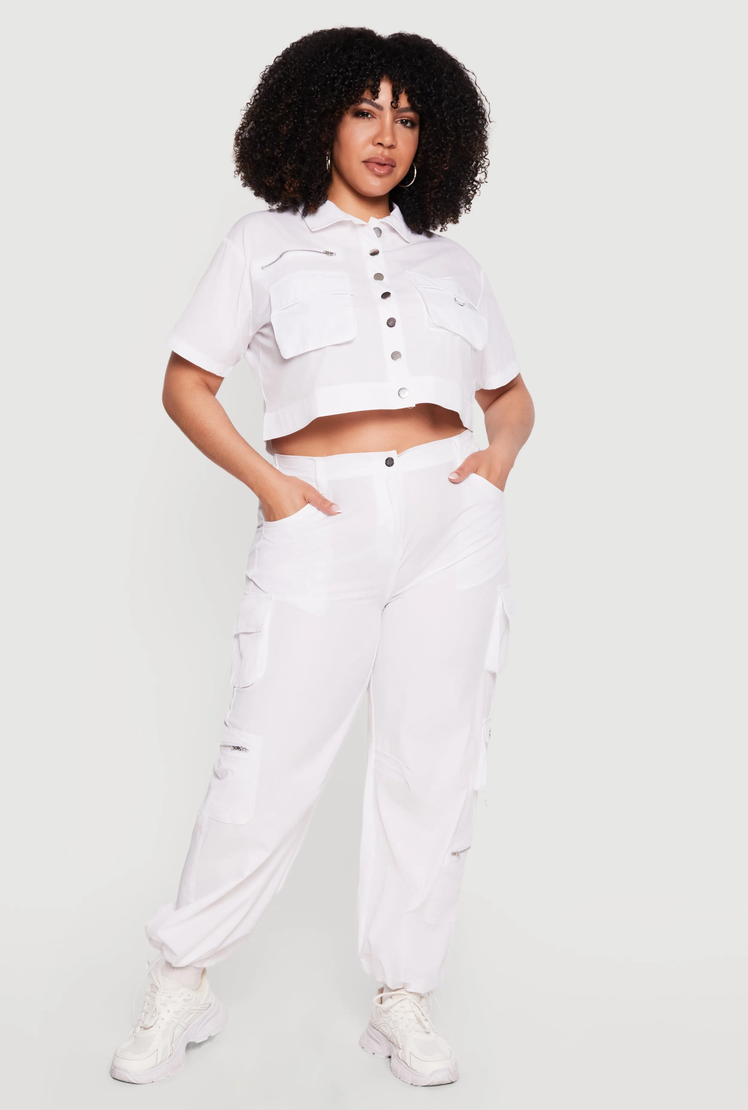 Plus Size Toggle Drawstring Hem Nylon Cargo Pants sold by Rainbow product image thumbnail 3
