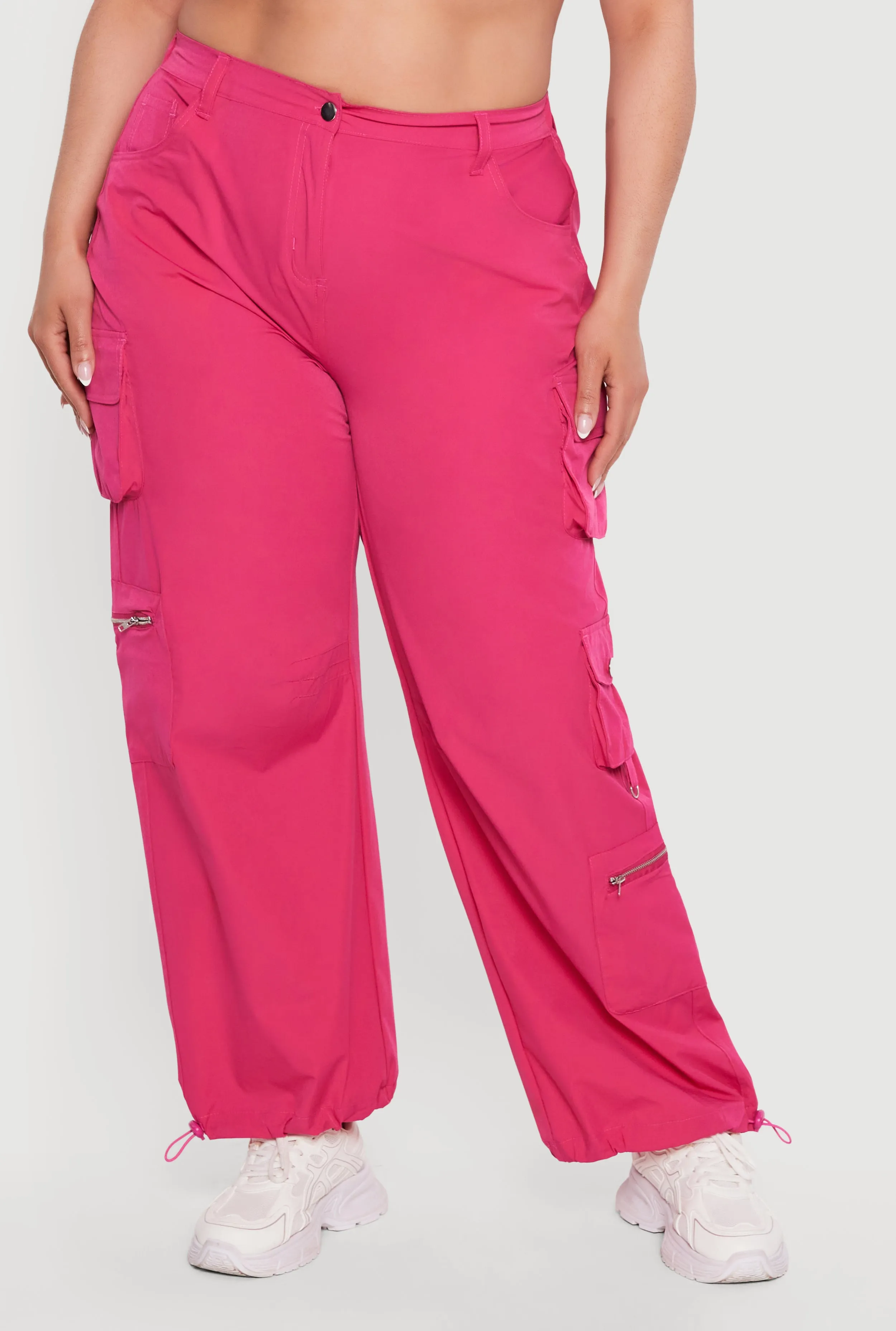 Plus Size Toggle Drawstring Hem Nylon Cargo Pants sold by Rainbow product image thumbnail 3