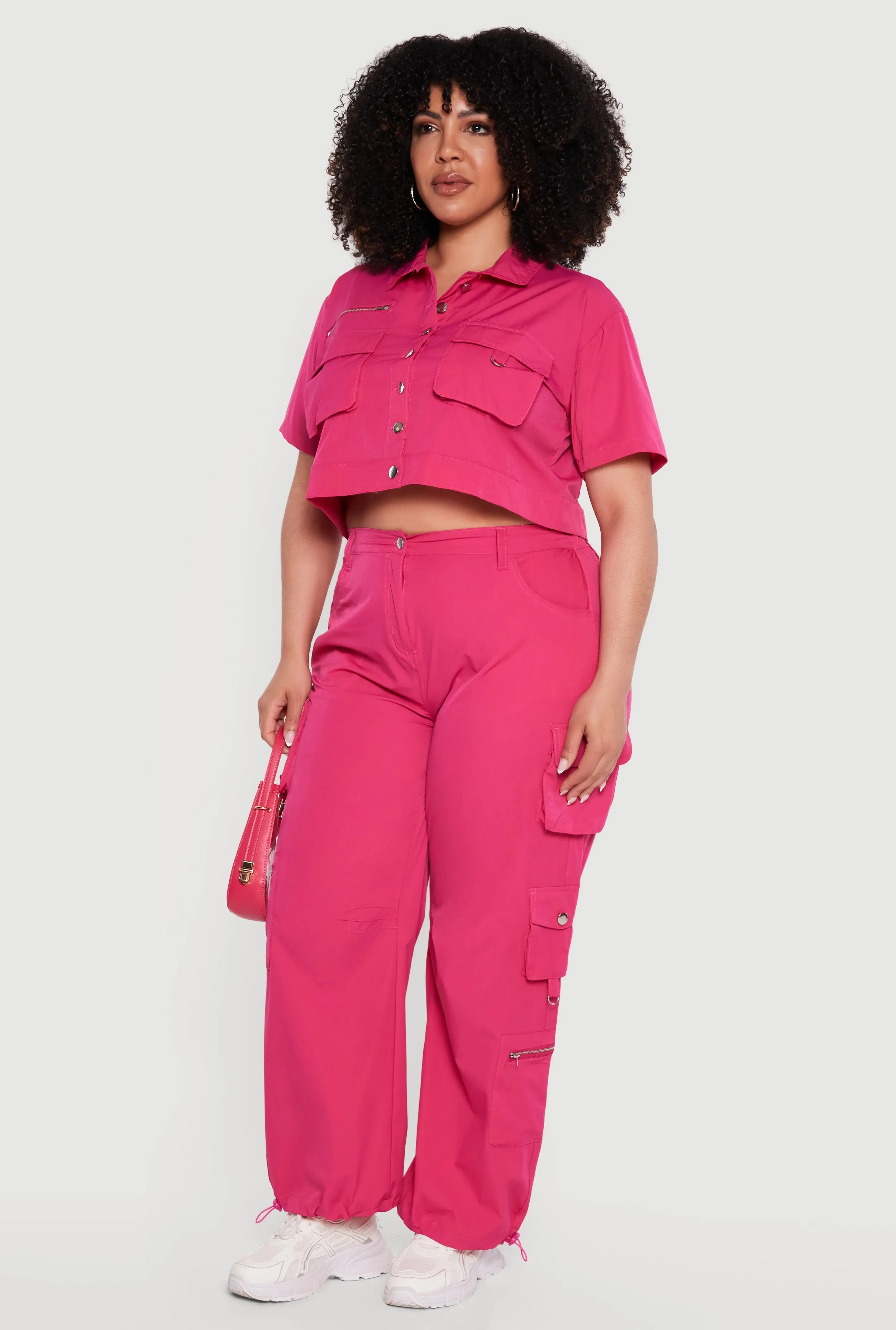 Plus Size Toggle Drawstring Hem Nylon Cargo Pants sold by Rainbow product image thumbnail 2