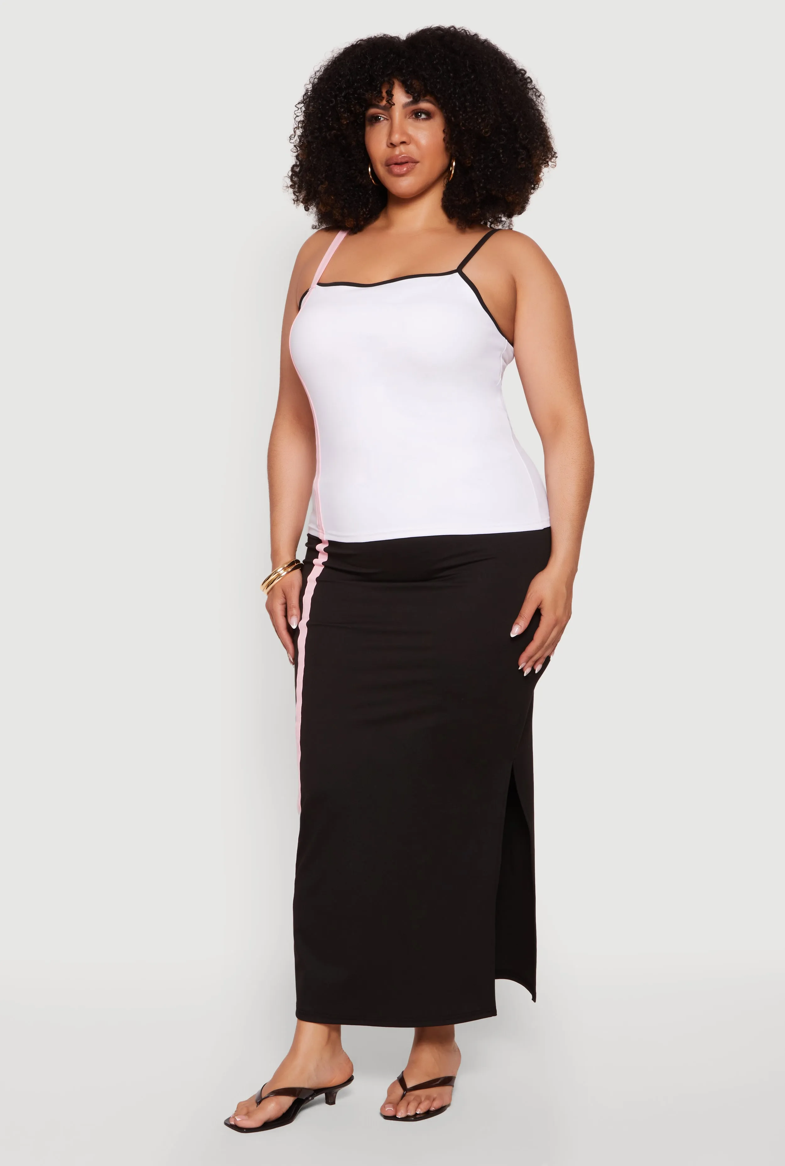 Plus Size Contrast Trim Side Slit Maxi Skirt sold by Rainbow product image thumbnail 2