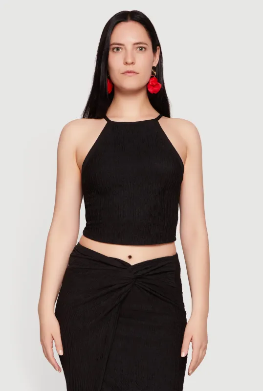 Sleeveless Halter Neck Crop Top made by iris