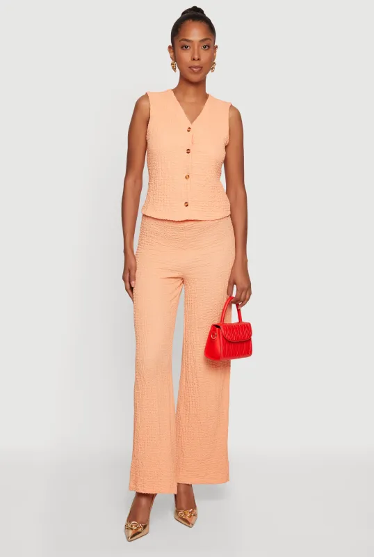 Textured Knit Drawstring High Waisted Pants made by Rainbow