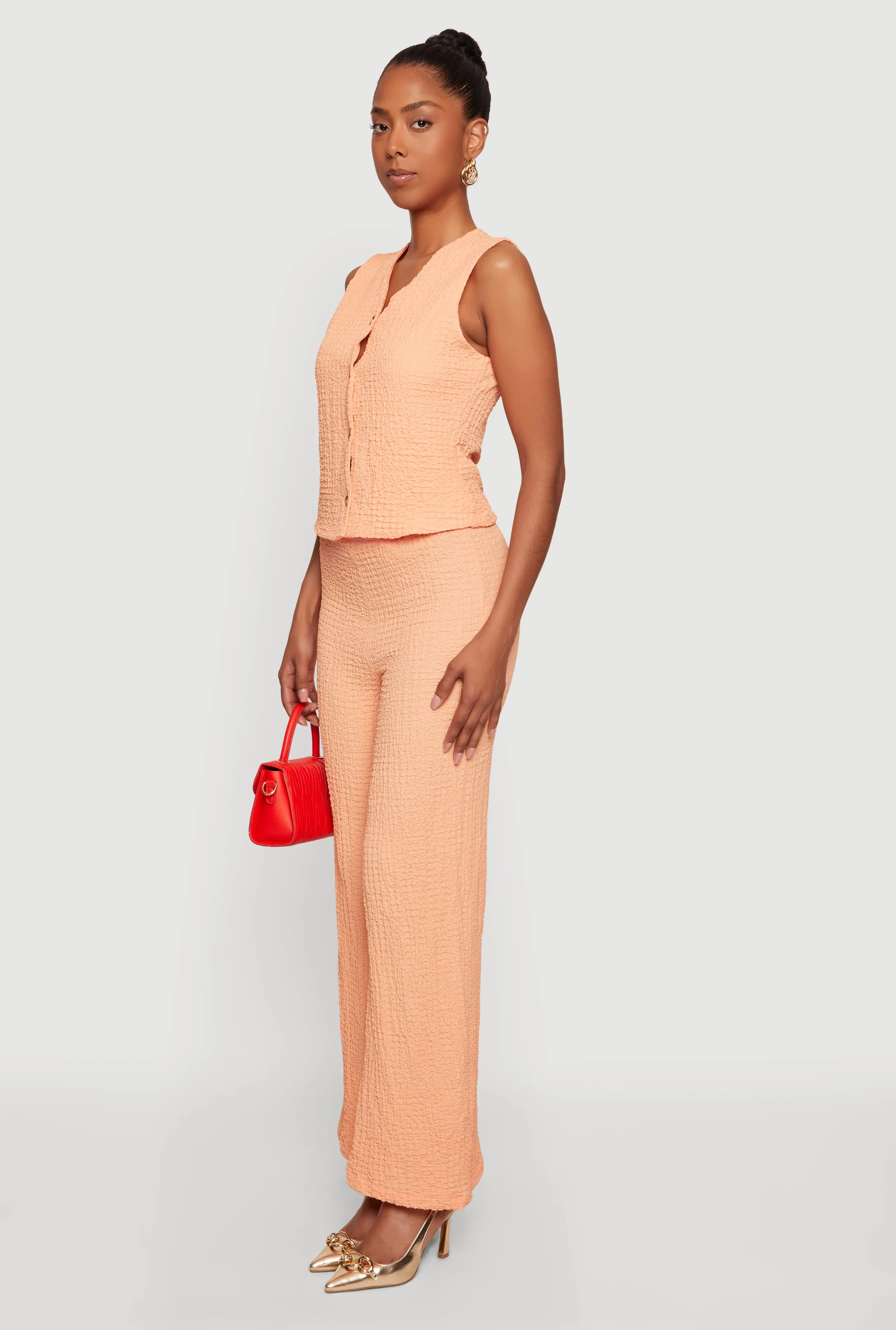 Textured Knit Drawstring High Waisted Pants sold by Rainbow product image thumbnail 2
