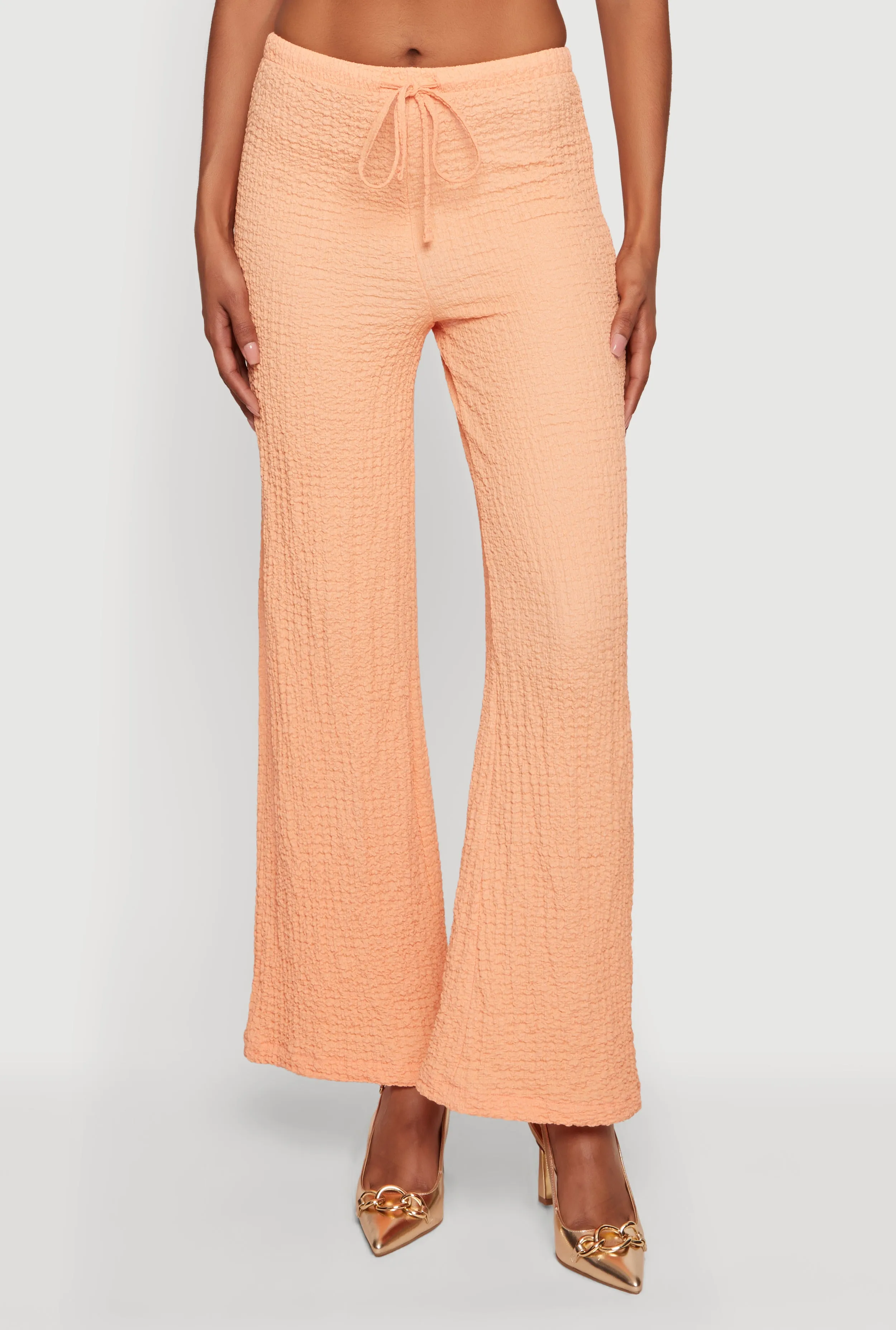Textured Knit Drawstring High Waisted Pants sold by Rainbow product image thumbnail 3