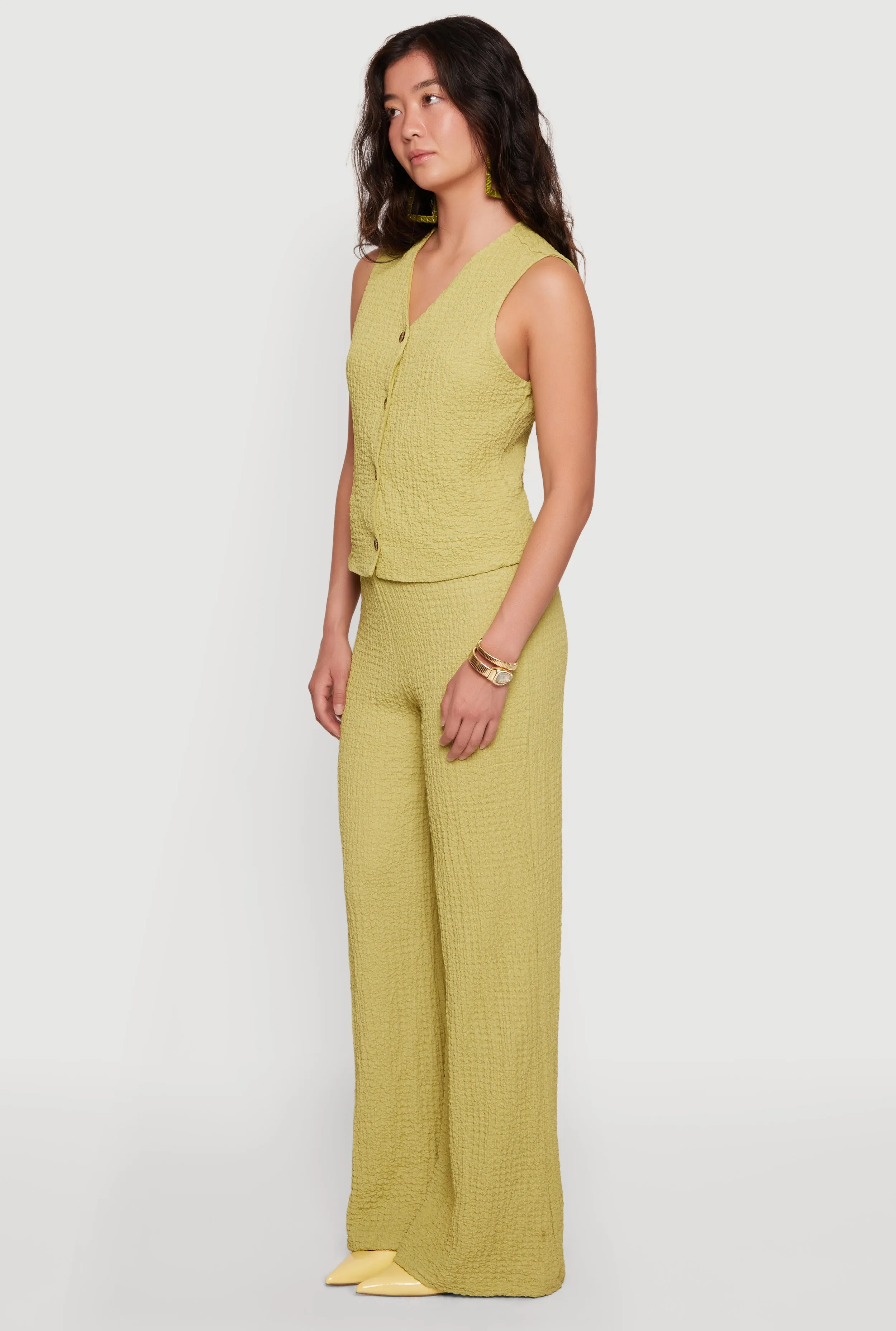 Textured Knit Drawstring High Waisted Pants sold by Rainbow product image thumbnail 2