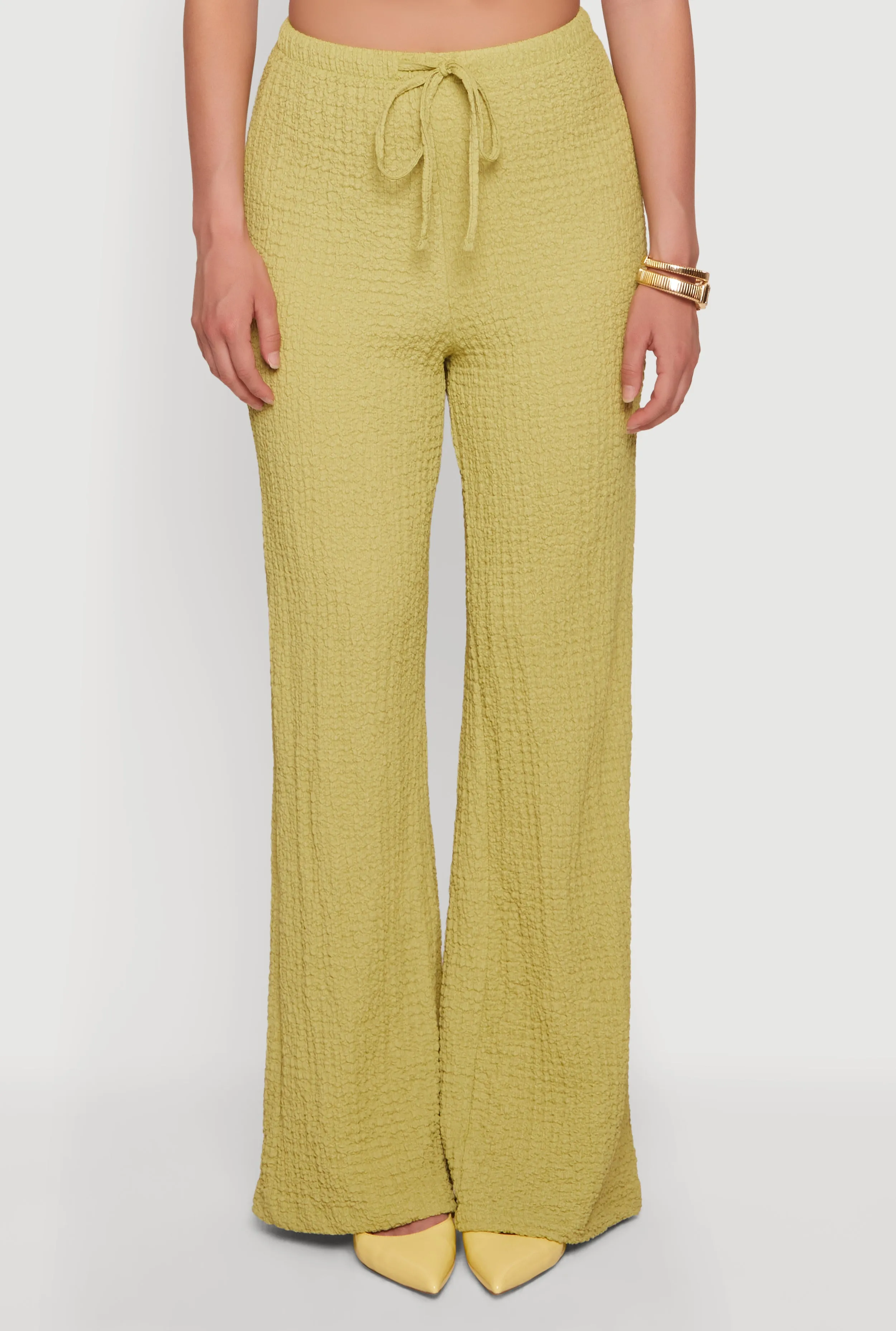 Textured Knit Drawstring High Waisted Pants sold by Rainbow product image thumbnail 3