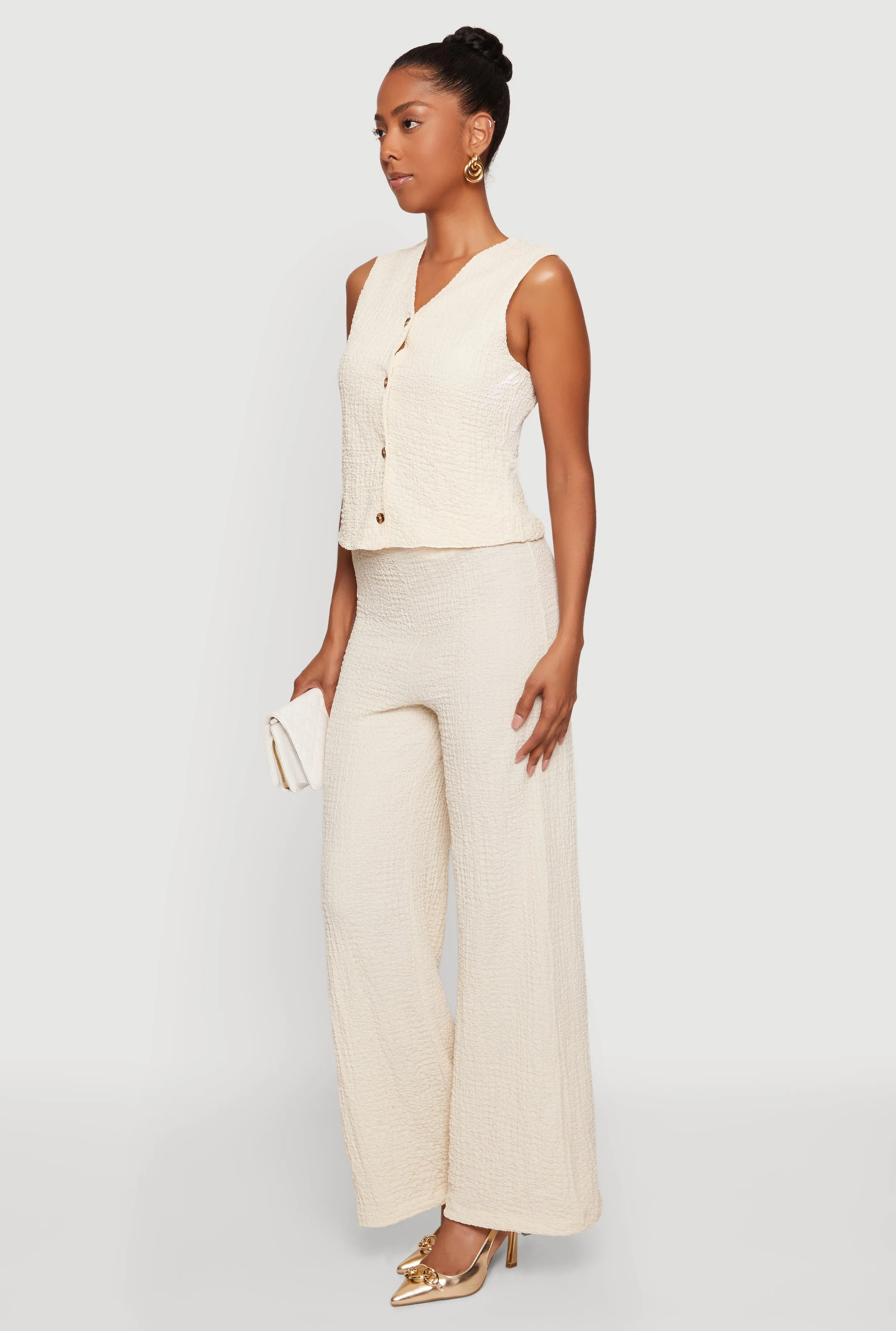 Textured Knit Drawstring High Waisted Pants sold by Rainbow product image thumbnail 2