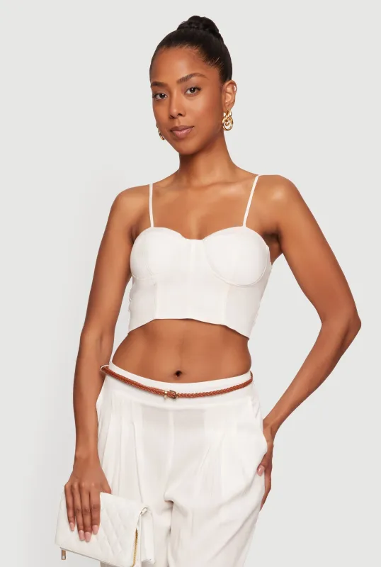 Gauze Knit Smocked Back Bustier Crop Top made by Rainbow