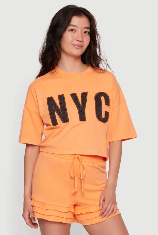 Acid Wash NYC Graphic Cropped Tee made by Rainbow