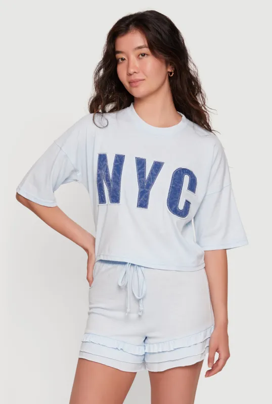 Acid Wash NYC Graphic Cropped Tee made by Rainbow