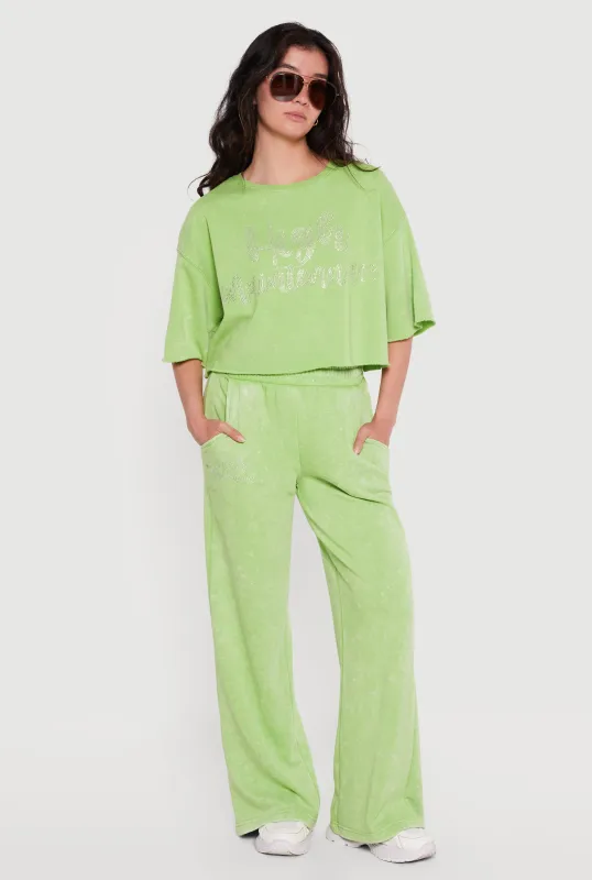 High Waisted Acid Wash Graphic Sweatpants made by Rainbow