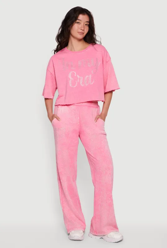 High Waisted Acid Wash Graphic Sweatpants made by Rainbow